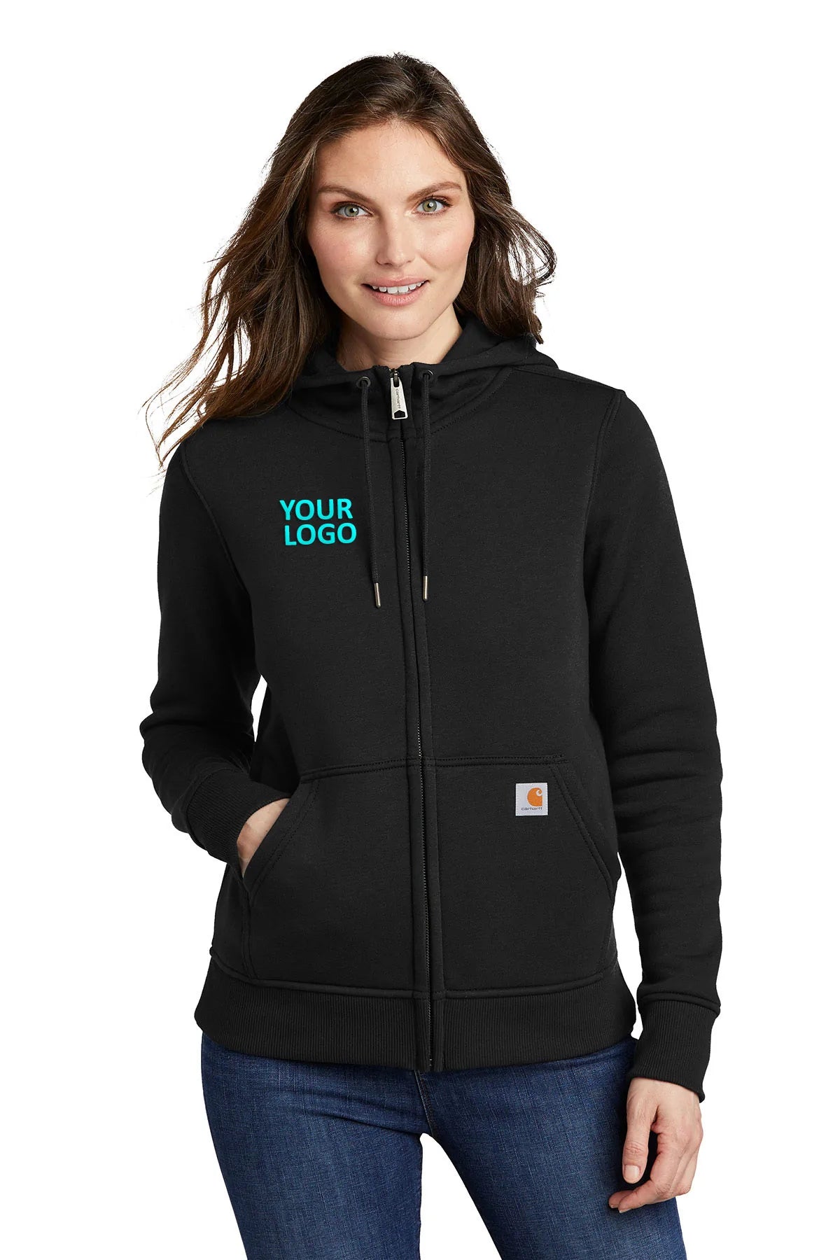 Carhartt Women's Clarksburg Full Zip Custom Hoodie - Black | Warm Fleece Lined Pullover for Outdoor Work & Casual Wear