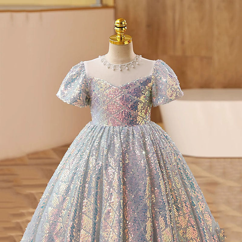 Elegant Baby Girls Puff Sleeve Princess Maxi Dress - Toddler Flower Girl Dress for Special Occasions, Birthday Parties & Photoshoots