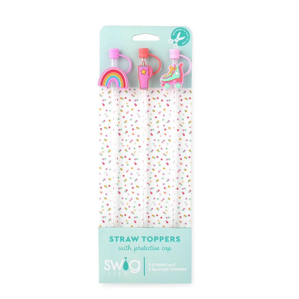 Roller Skating Straw Topper Set - Fun & Colorful Drink Accessories for Roller Rink Parties, Birthday Celebrations & Themed Events