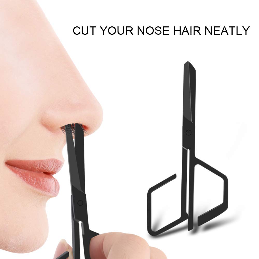 Professional Stainless Steel Nose Hair Scissors for Men - Safe & Precise Facial Hair Trimming Scissors - Grooming Kit for Eyebrows, Ears & Nose - Perfect for Travel & Home Use