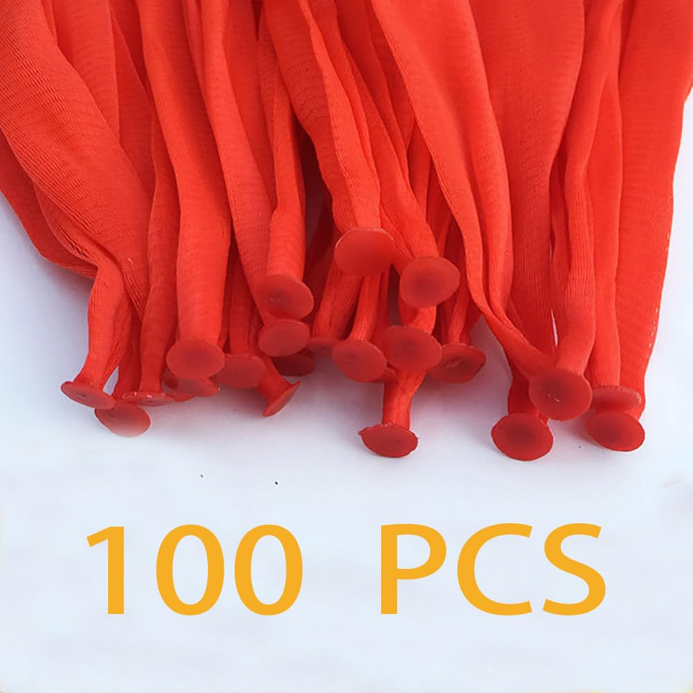 100Pcs Reusable Mesh Red Nylon Netting Bags - 20 Inch Washable Produce Storage Bags for Groceries, Fruits, Vegetables & Toys | Eco-Friendly Kitchen & Shopping Organizer