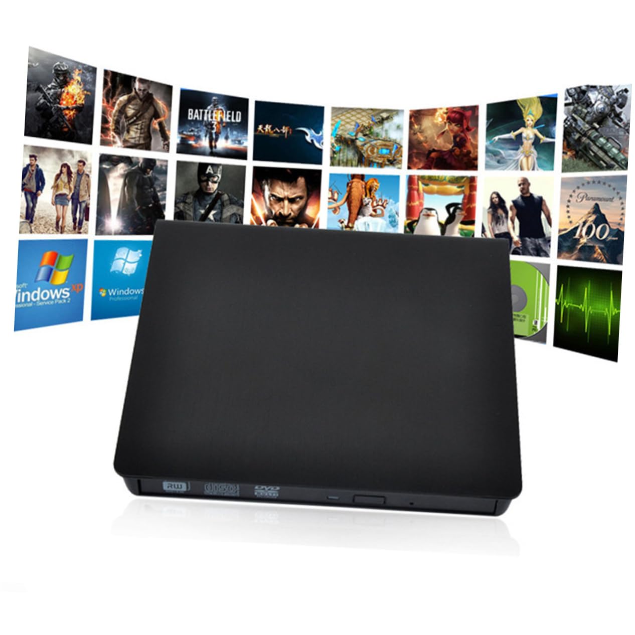 BESTonZON 3pcs USB 3.0 External Drive for Windows & Laptops | Portable Data Transfer & DVD Burning | Universal External USB Drive for Computers & Laptops | Ideal for Backup, Media Storage & File Sharing