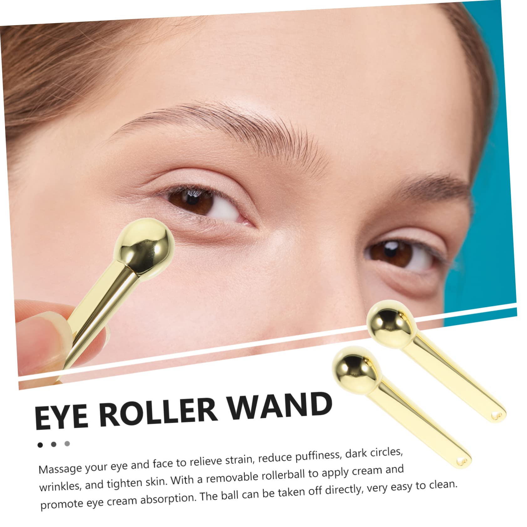 IPetBoom 2-Pack Gold Eye Roller Massage Tools - Zinc Alloy Facial Cream Applicator for Skincare & Eye Cream Application | Perfect for Home Spa, Anti-Aging Routine & Puffiness Relief