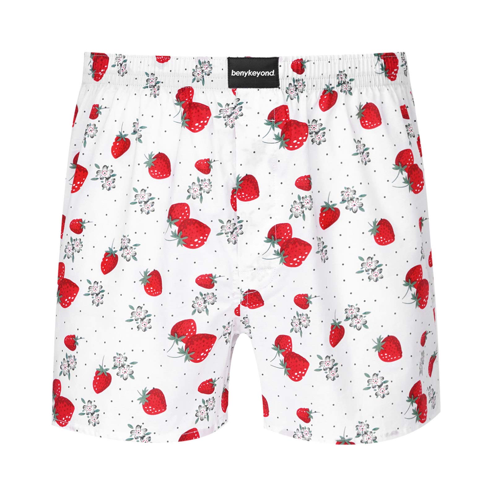 FEESHOW Men's Satin Boxer Shorts - Silk Sleepwear Underwear with Heart Print for Lounge, Beach & Comfortable Nightwear