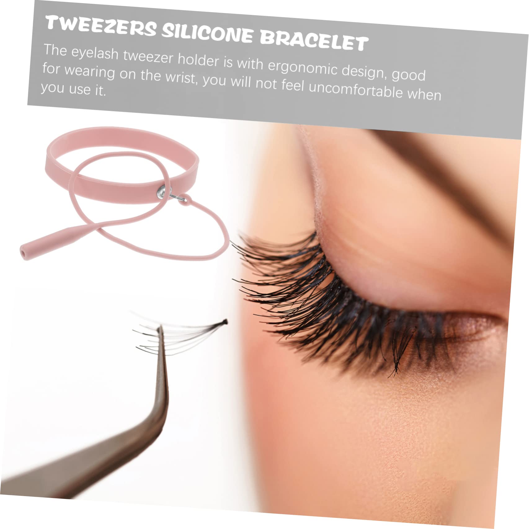 Professional Silicone Eyelash Extension Tweezers & Wristband Set - Pink Lash Applicator Tool with Fiber Grip for Precise Extensions | Perfect for Salon Professionals & DIY Lash Artists at Home