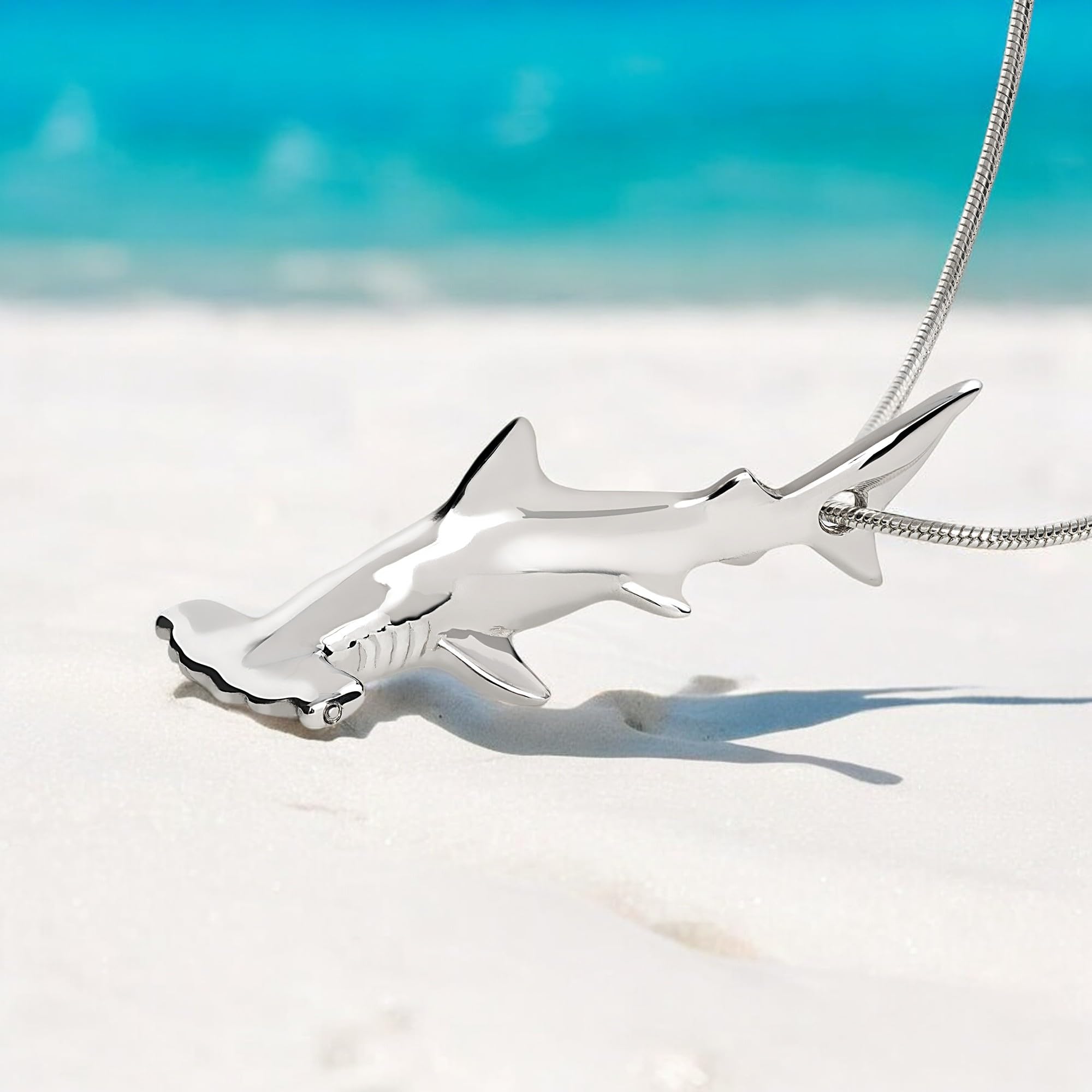 Sterling Silver Shark Pendant Necklace for Men & Women - .925 Shark Charm Jewelry, Perfect Gift for Shark Lovers, Scuba Divers & Ocean Enthusiasts - Ideal for Beach Vacations, Diving Trips & Everyday Wear