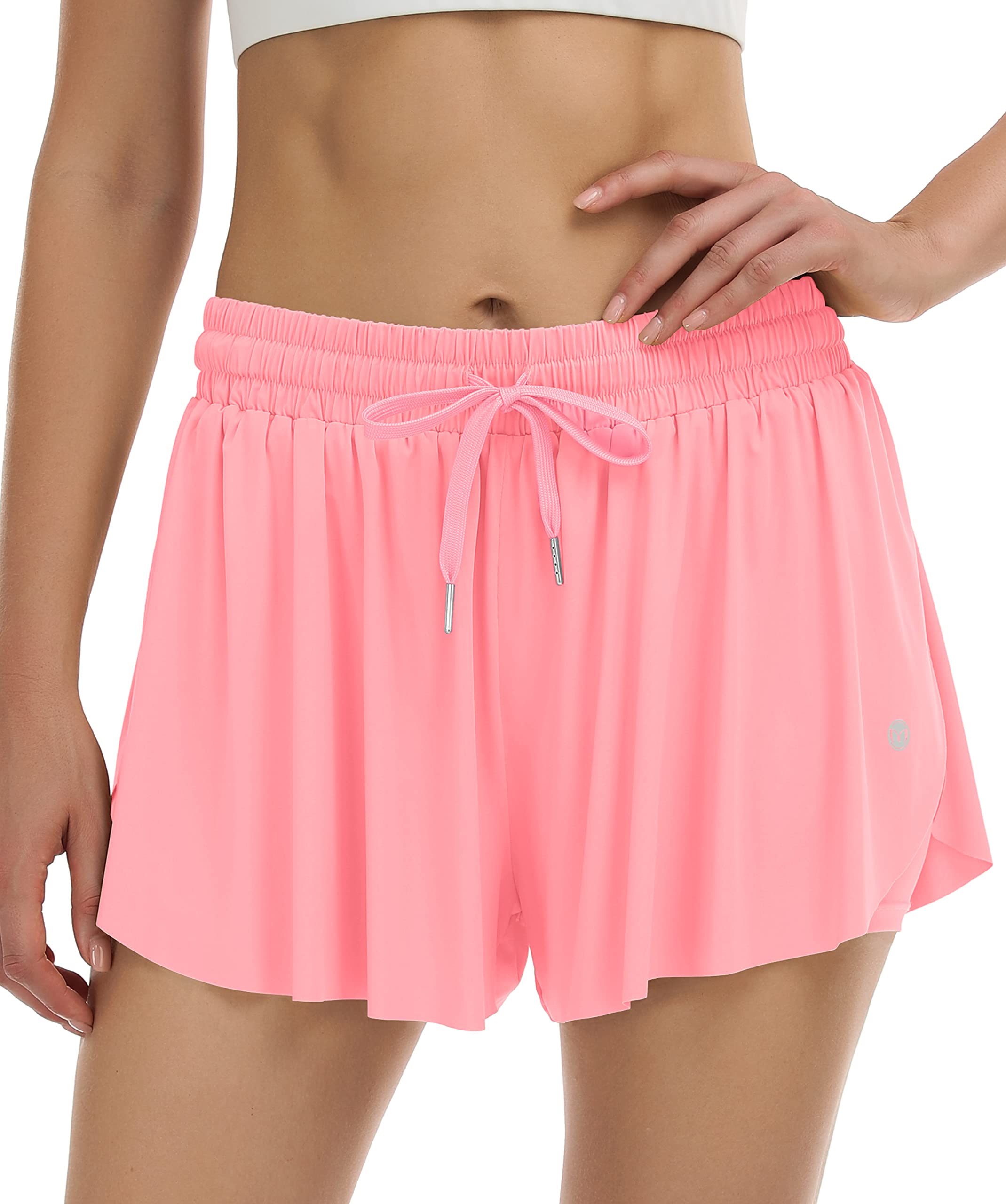 MIRITY 2-in-1 Women's Athletic Shorts - Breathable Running & Yoga Shorts with Pockets for Workout, Cycling | Perfect for Summer Outdoor Activities, Gym Sessions & Casual Wear