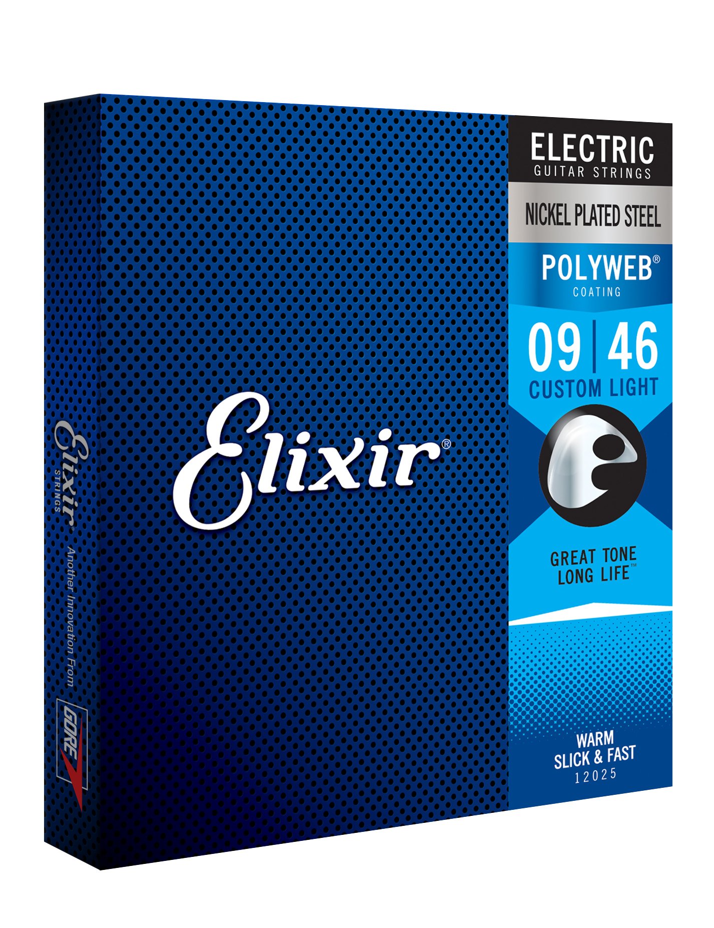 Elixir Electric Guitar Strings 6-String Set - Nickel Plated Steel with POLYWEB Coating for Warm Tone & Long-Lasting Performance (Custom Light 9-46) - Perfect for Rock, Blues & Studio Recording