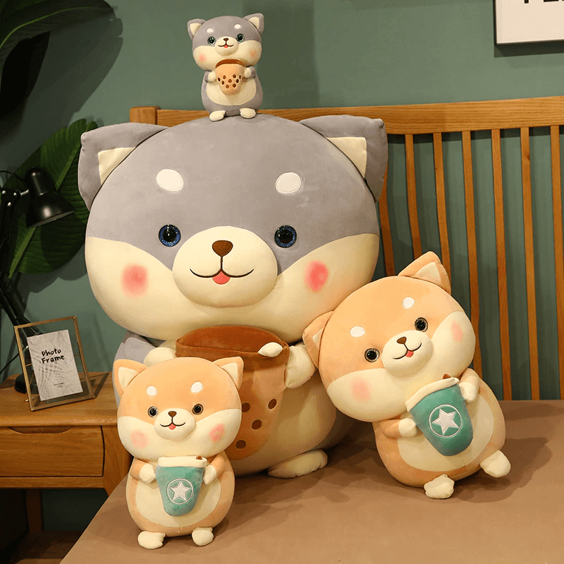 Cute Bubble Tea Shiba Inu Plush Toy - Adorable Boba Stuffed Animal for Kawaii Lovers | Perfect for Home Decor, Gift Giving, and Anime Themed Room Accessories