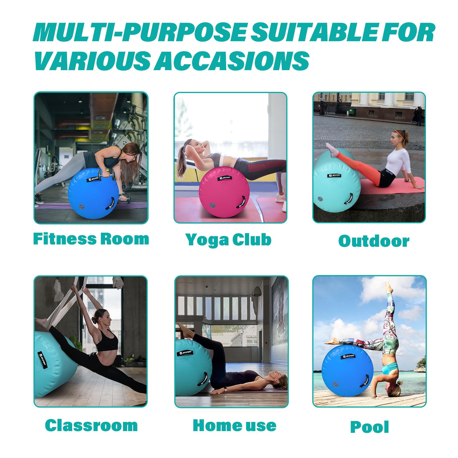 AKSPORT Inflatable Air Roller for Backbends, Handsprings & Gymnastics Training - Portable Yoga Barrel with Electric Pump for Home, Cheerleading, Tumbling & Back Walkovers - Perfect for Flexibility, Core Strength & Acrobatic Practice