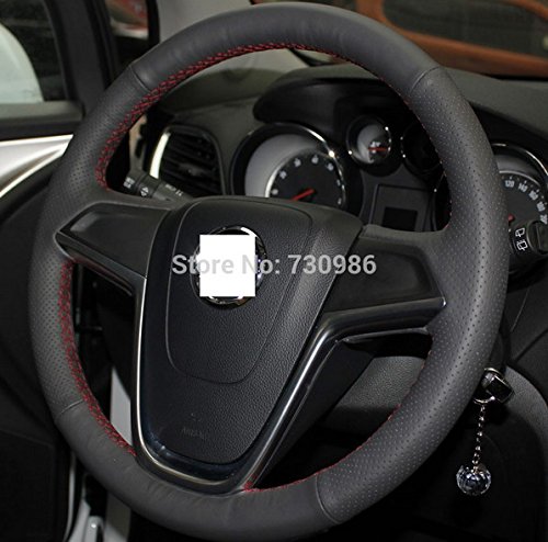 Genuine Black Leather Hand Sewing Steering Wheel Cover for Buick Excelle XT GT Encore - Premium Custom Fit, Comfort Grip & Luxury Upgrade for Cars, SUVs & Trucks