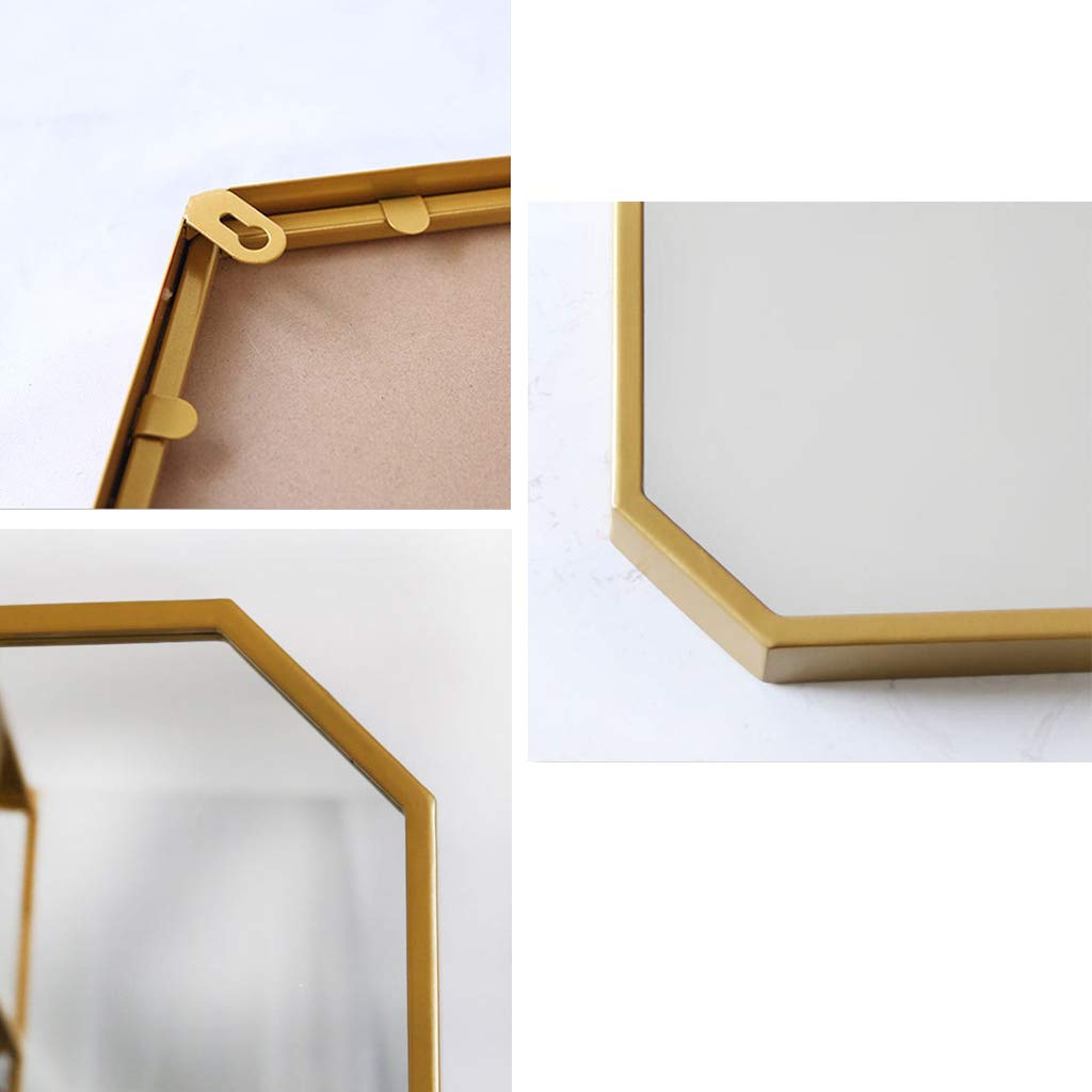 Gold Metal Iron Frame Wall Mirror - 40cmx60cm & 50cmx70cm HD Vanity Mirror for Living Room, Bedroom, Bathroom & Makeup Station - Modern Home Decor & Functional Mirror for Daily Use