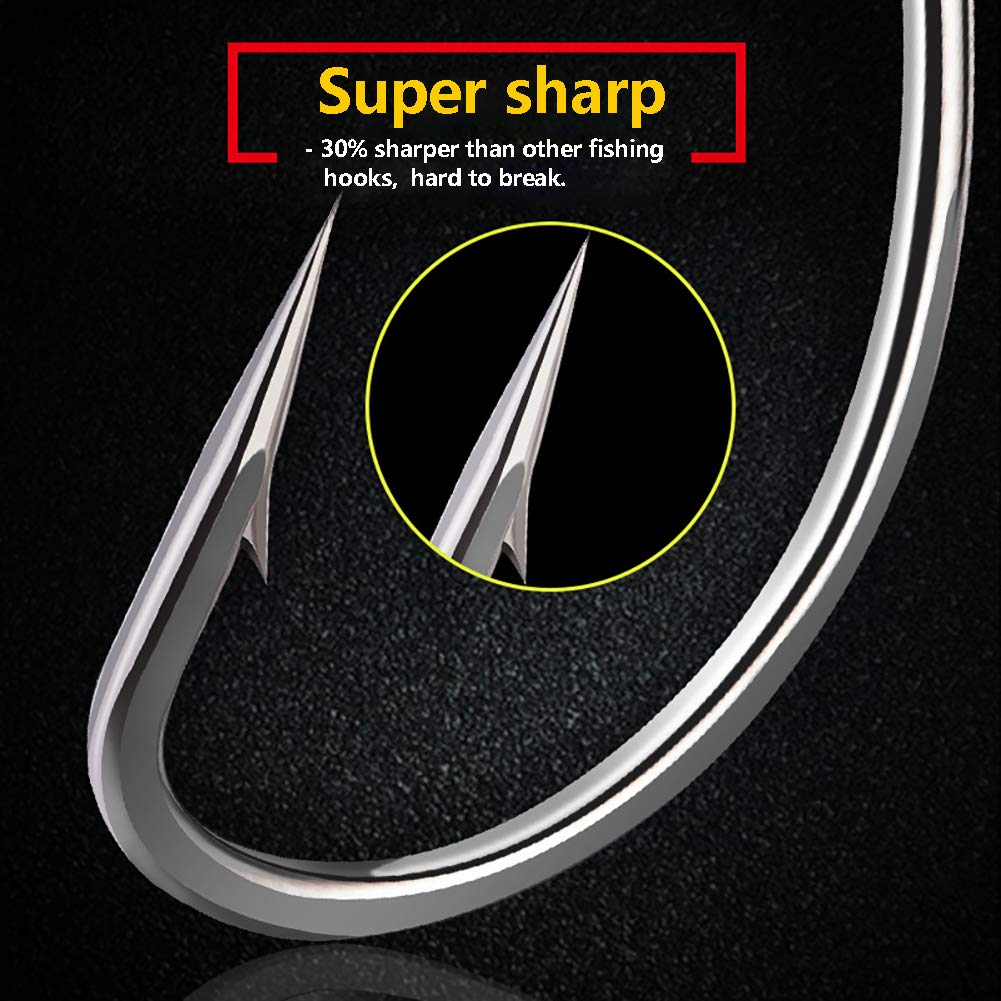 **150pcs Forged Long Shank Fishing Hooks - Stainless Steel Saltwater & Freshwater Circle Octopus Hooks for Bass, Trout, Catfish - Strong & Sharp Fishing Gear for Deep Sea & Shore Fishing**