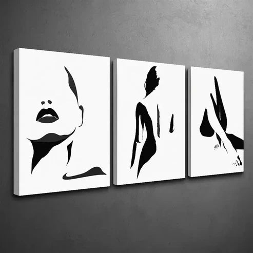 3-Piece Abstract Black & White Female Figure Canvas Wall Art Set - 60x90cm Framed Prints | High Quality Australian Made | Ready to Hang | Perfect for Living Room, Bedroom & Office Decor