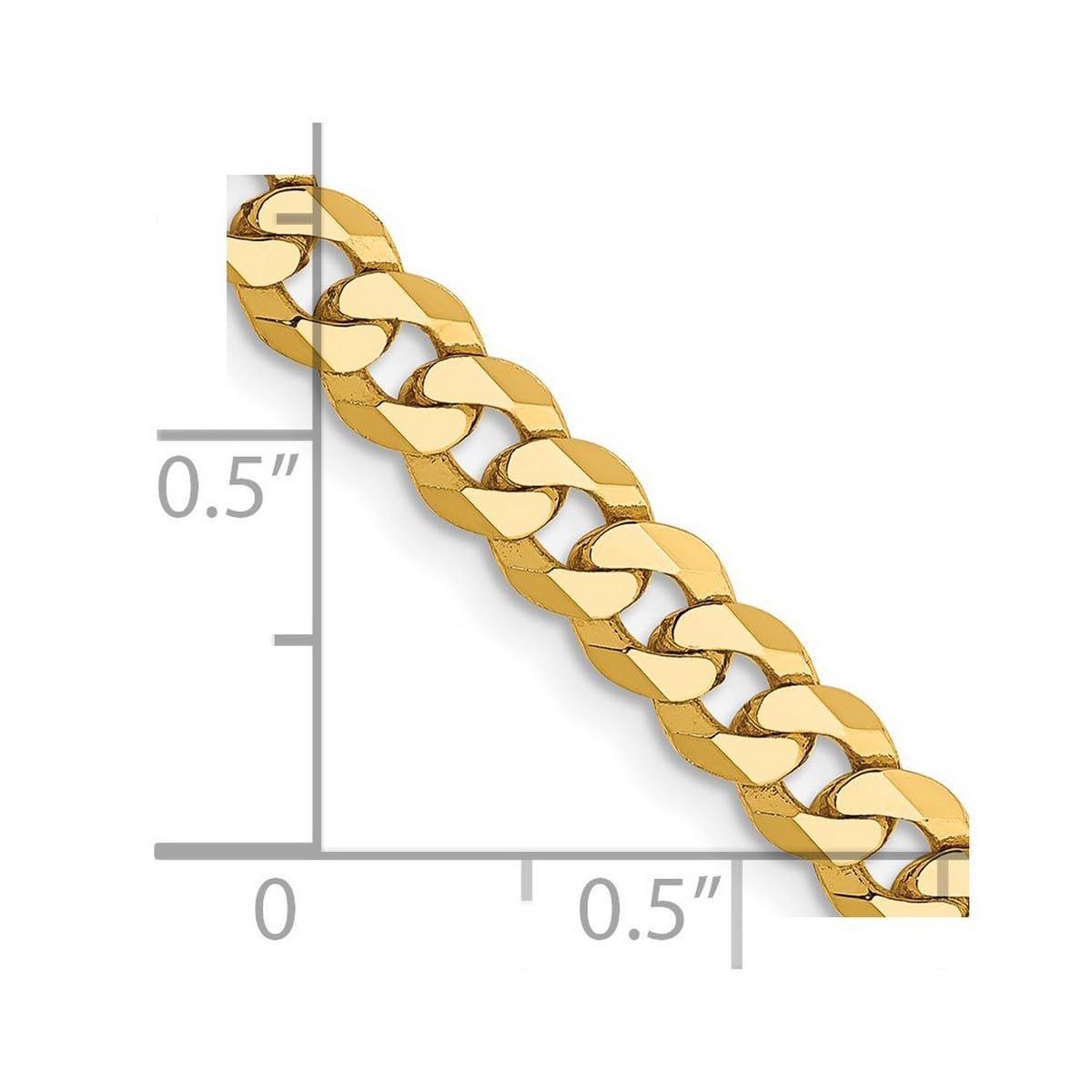 14K Yellow Gold 4.6mm Solid Polished Flat Curb Chain Anklet - 9 Inch Lobster Claw Closure for Women & Men | Elegant Everyday Wear, Beach Jewelry, Gift for Her/Him, Wedding Accessory