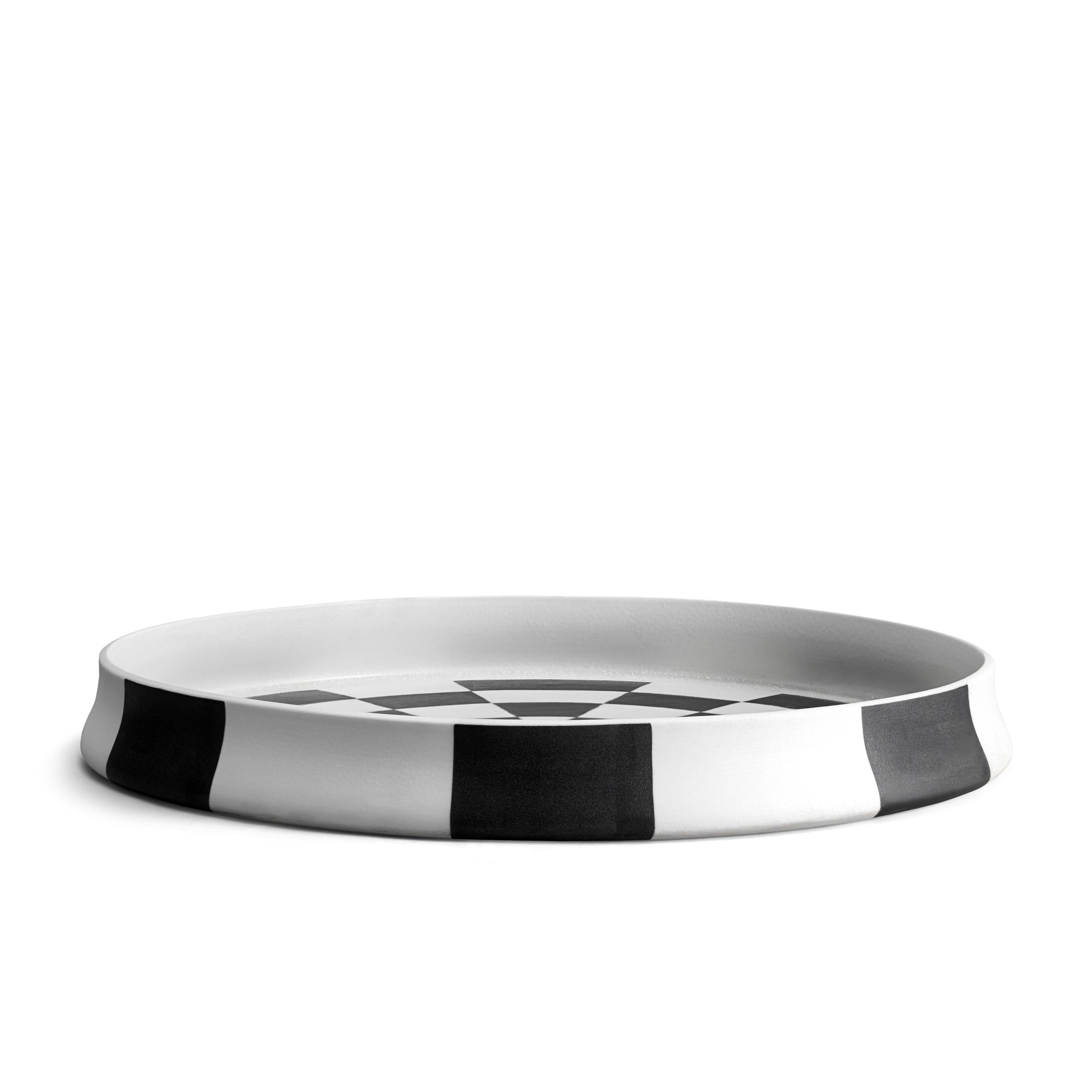Damier Round Platter - Elegant Serving Tray for Cheese, Appetizers & Desserts | Perfect for Dinner Parties, Weddings & Home Decor