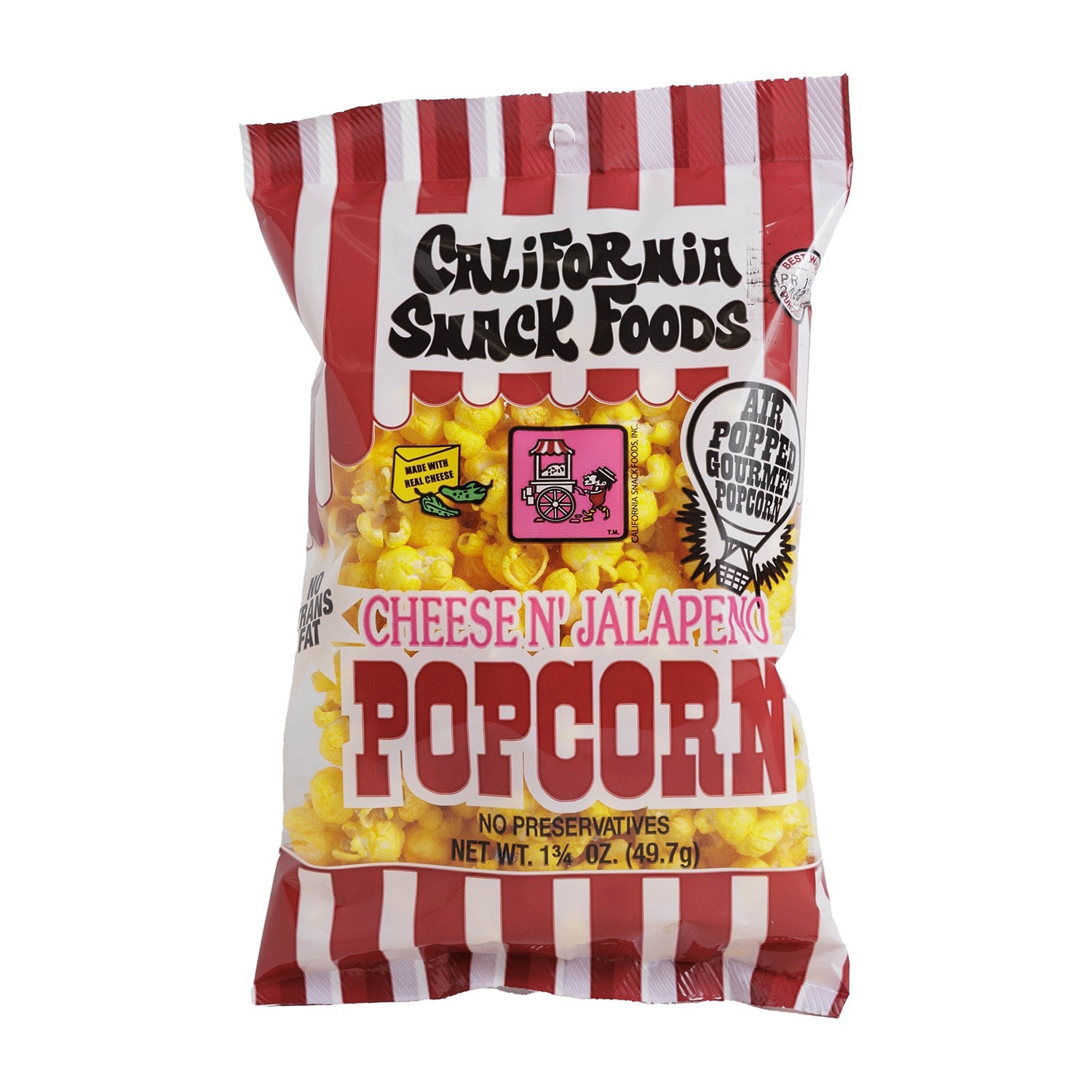 California Snack Foods Popcorn - Cheese & Jalapeno Flavored Popcorn, 24 Count Case - Perfect for Movie Nights, Parties, and Office Snacks
