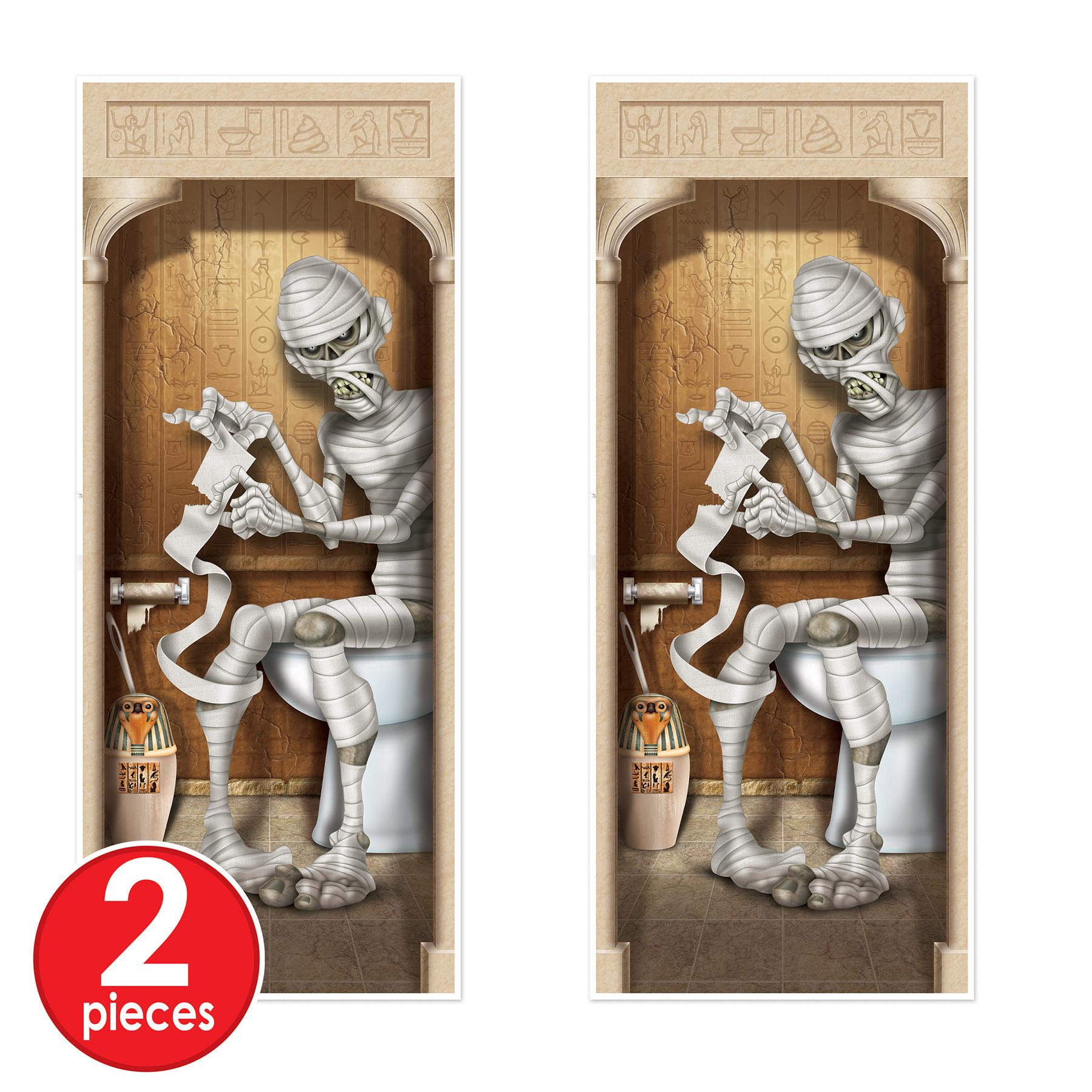 12 Pack Beistle Halloween Mummy Restroom Door Cover - Spooky Bathroom Decor for Halloween Party, Haunted House & Trick or Treat Decorations