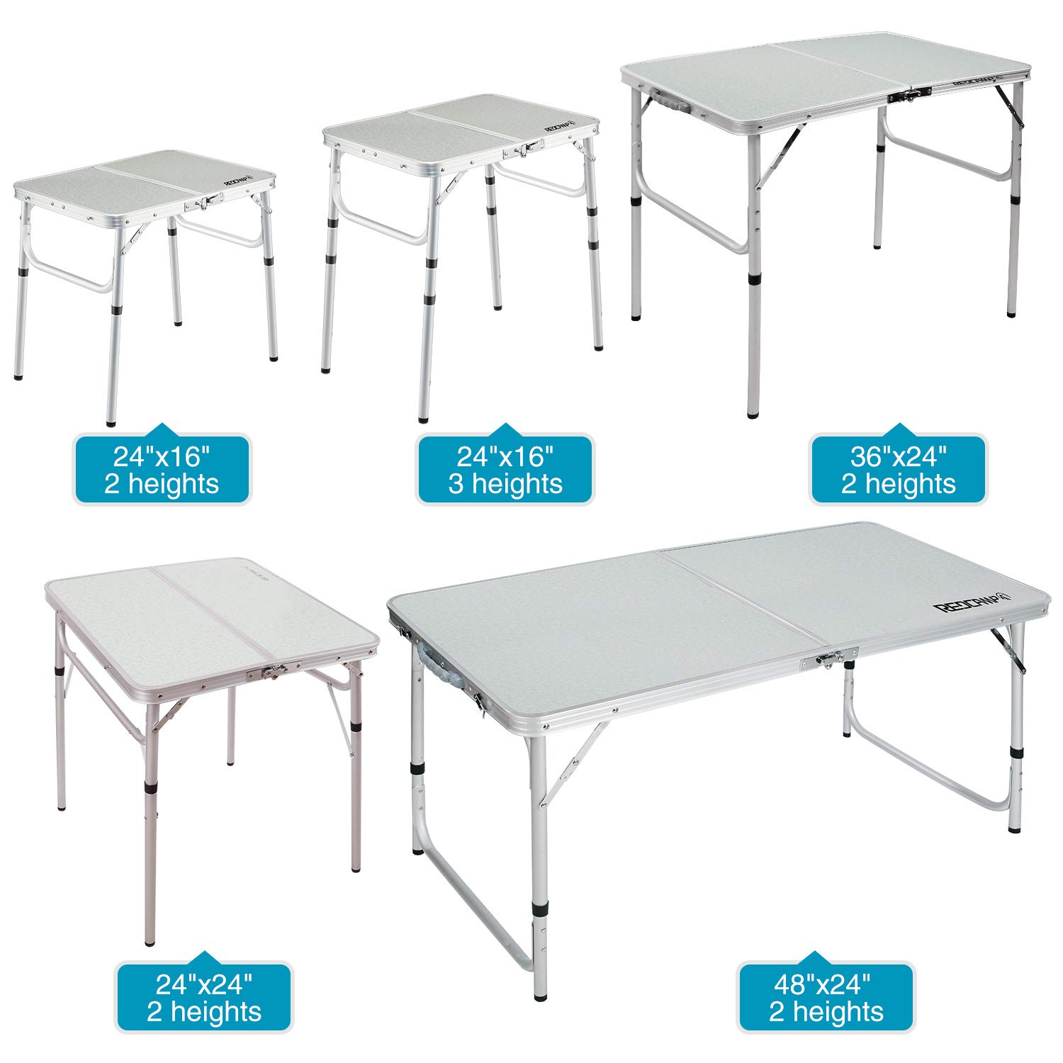 3 FT Lightweight Portable Aluminum Folding Camping Table with Adjustable Legs - Perfect for Outdoor Cooking, Picnics, Camping & Tailgating - Compact & Sturdy White Design