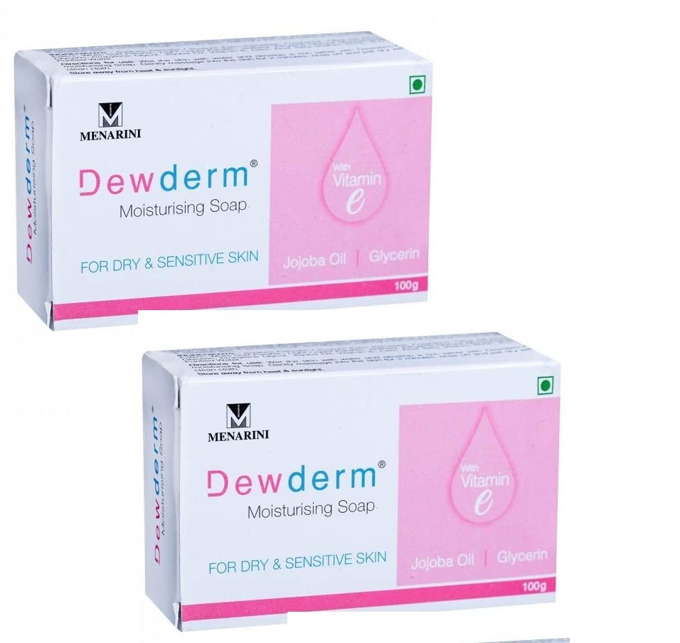 Dewderm Moisturizing Soap Bar - 2 Pack | Hydrating & Gentle Cleansing for Dry & Sensitive Skin | Perfect for Daily Face & Body Wash, Travel & Home Use