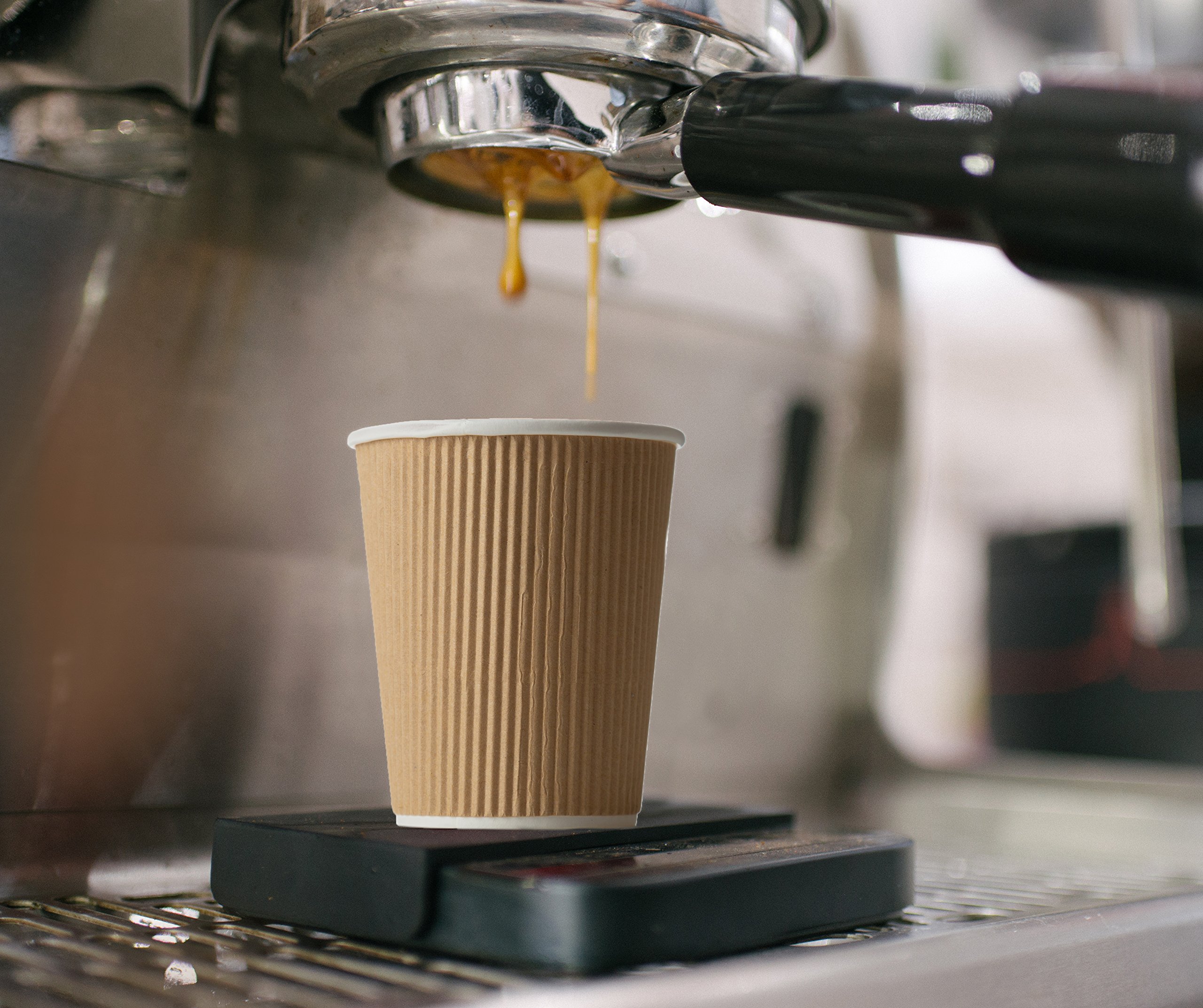 NYHI 150-Pack 8 oz Ripple Kraft Paper Cups - Brown Insulated Disposable Coffee Cups for Hot & Cold Drinks - 3-Layer Rippled Design for Cappuccino, Hot Cocoa, Iced Coffee - Perfect for Cafes, Offices, and Home Use