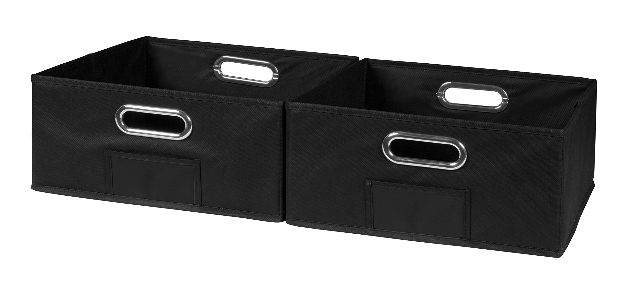 Foldable Fabric Storage Bins Set of 2 - Black for Home Organization