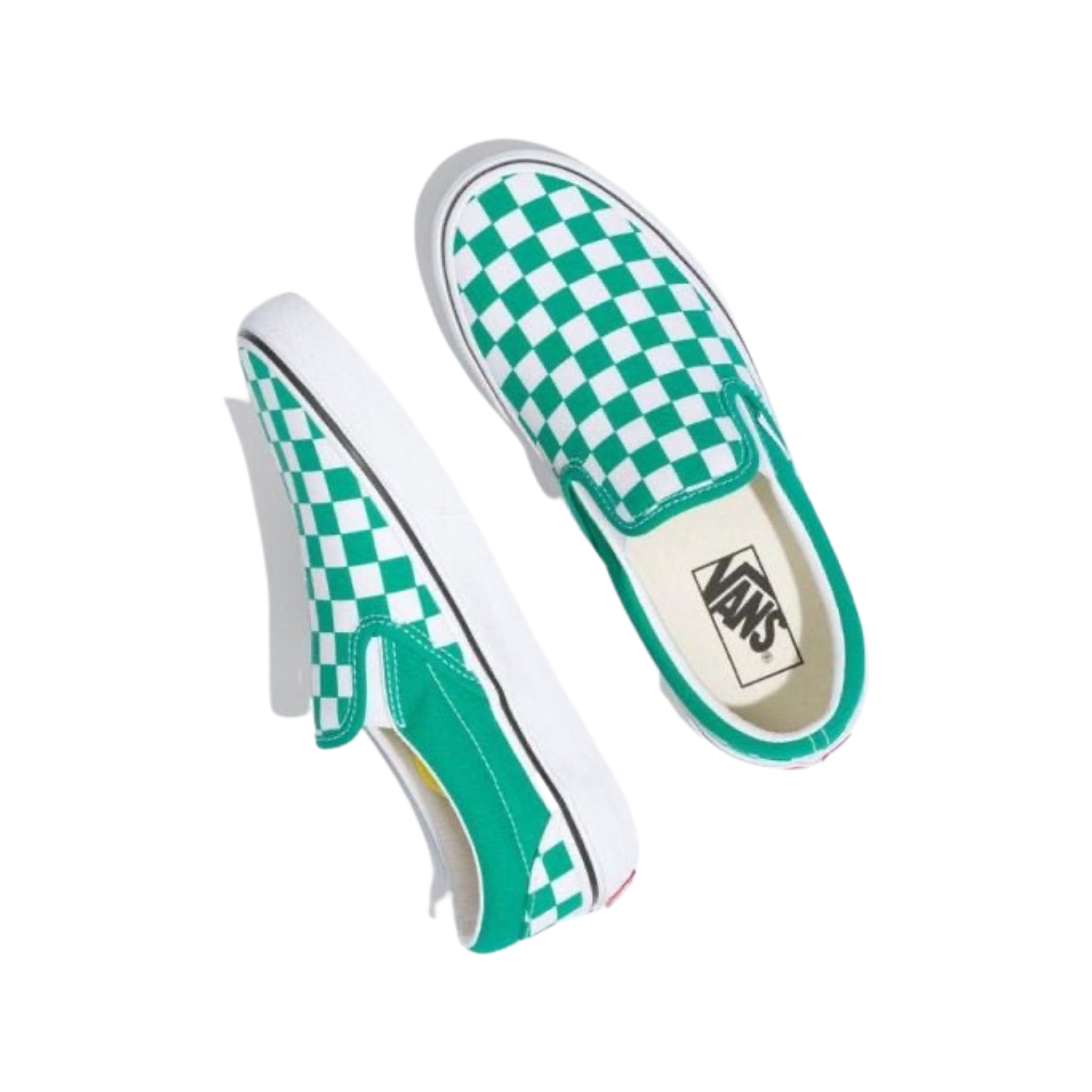 Vans Classic Slip-On Checkerboard Sneakers in Pepper Green & True White | Comfortable Casual Shoes for Skateboarding, Streetwear & Everyday Wear