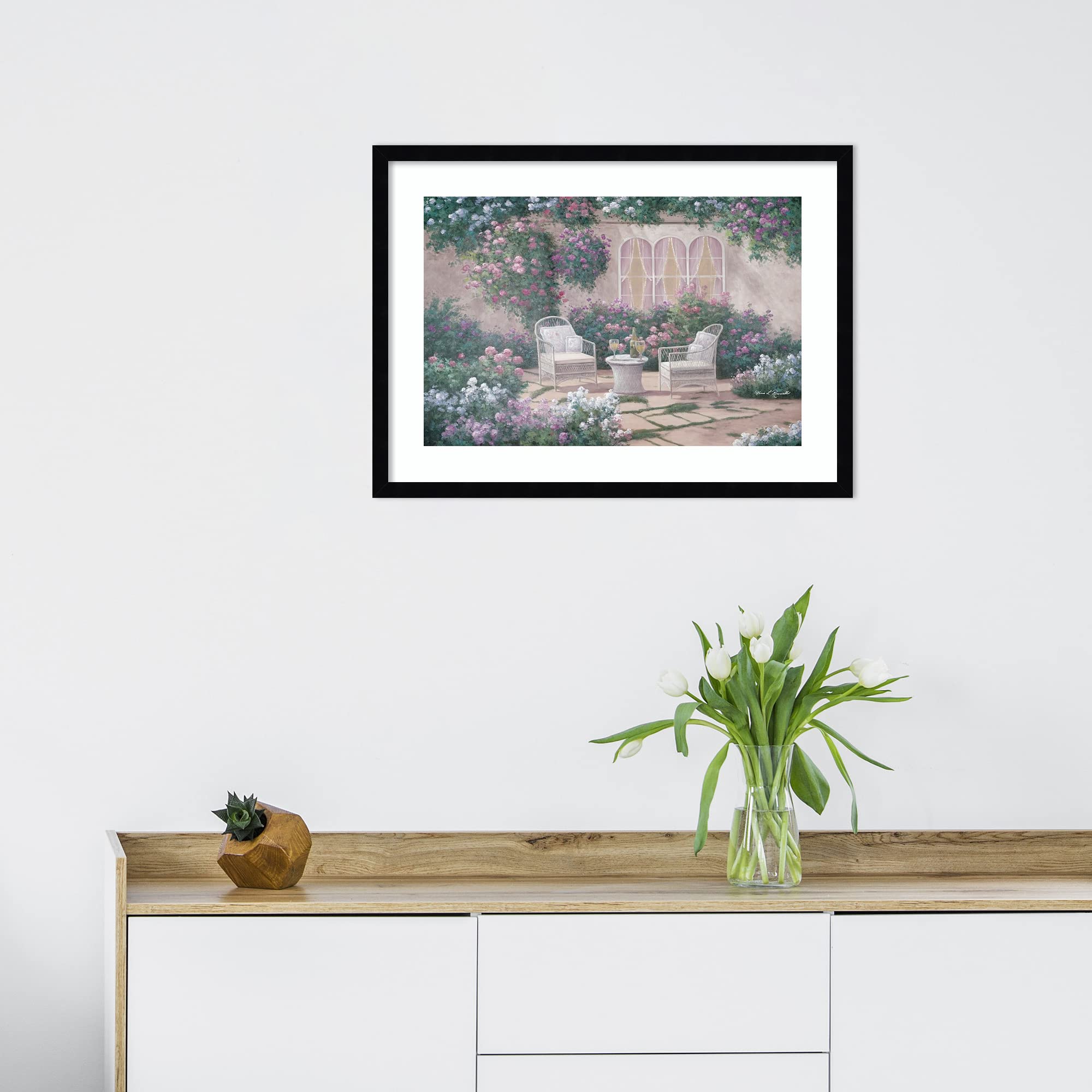 Amanti Art Framed Wall Art Print 19x25 - Diane Romanello Wine & Wicker Landscape Painting, Traditional Home Decor Poster for Living Room, Bedroom, Office | Perfect for Farmhouse, Rustic & Coastal Interior Design Styles