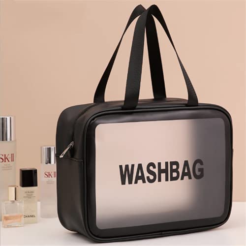 Bluwings Waterproof Hanging Toiletry Bag for Travel - Portable Cosmetic Organizer with Premium Zipper - Makeup Pouch & Wash Bag for Women, Men & Girls (Black) - Perfect for Camping, Gym & Airplane Carry-On