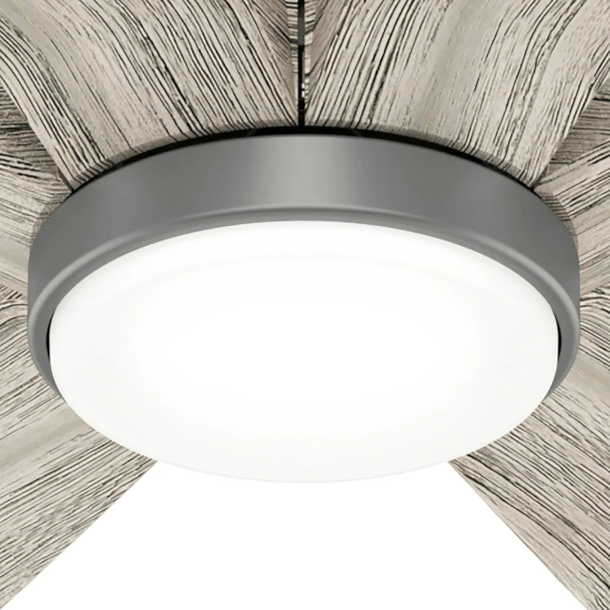 Hunter 58 Inch Rhinebrook Ceiling Fan with LED Light Kit - Matte Silver/Weathered White Birch Blades - Energy Efficient Indoor/Outdoor Use for Living Room, Bedroom, Patio