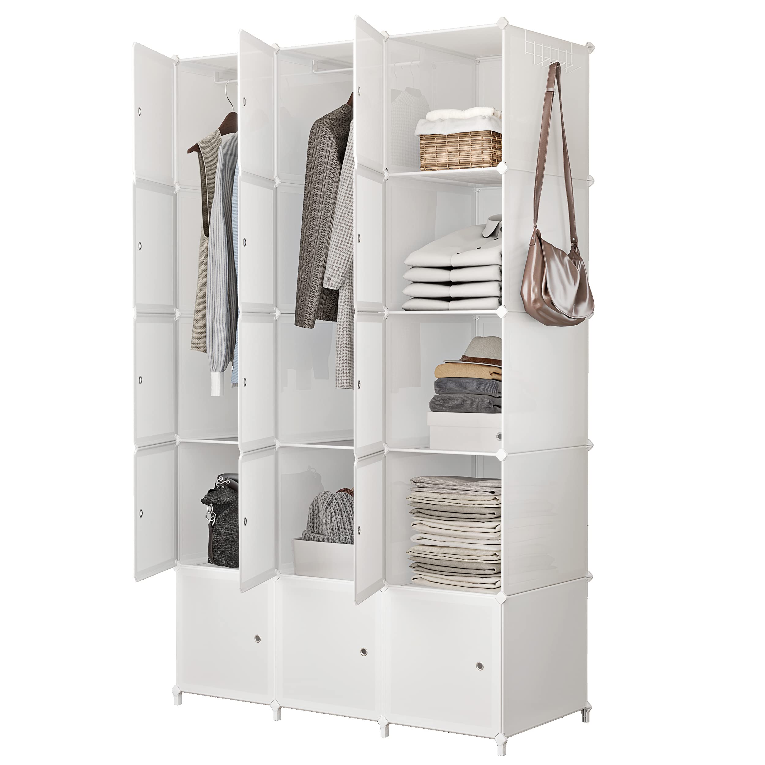 JOISCOPE Portable Closet Hanging Organizer - 15-Cube Modular Wardrobe Cabinet for Clothes, Books & Toys Storage | Space-Saving Closet Solution for Bedroom, Dorm & Small Apartments