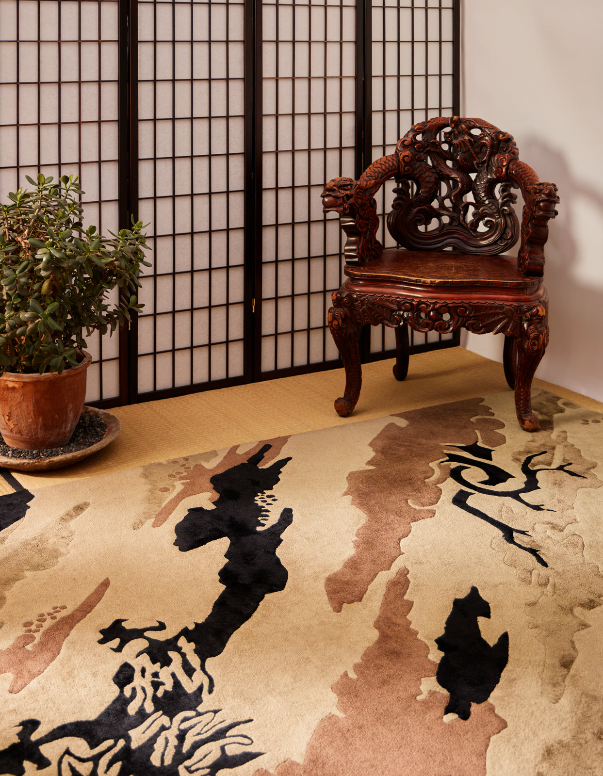 2158 DPM: Large Bonsai Forest Rug - Woodland Design for Home Decor, Living Room, Bedroom & Office | Perfect for Nature-Inspired Interior Styling