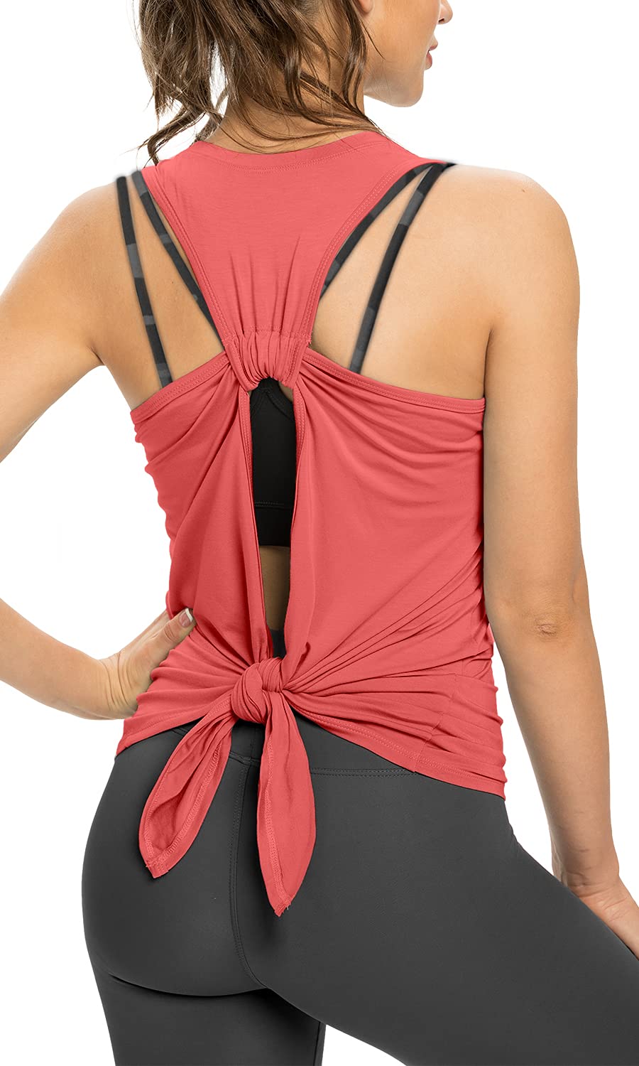 Sanutch Open Back Workout Top - Breathable Backless Yoga Shirt with Tie Back Design for Women | Perfect for Yoga, Gym & Summer Outdoor Activities