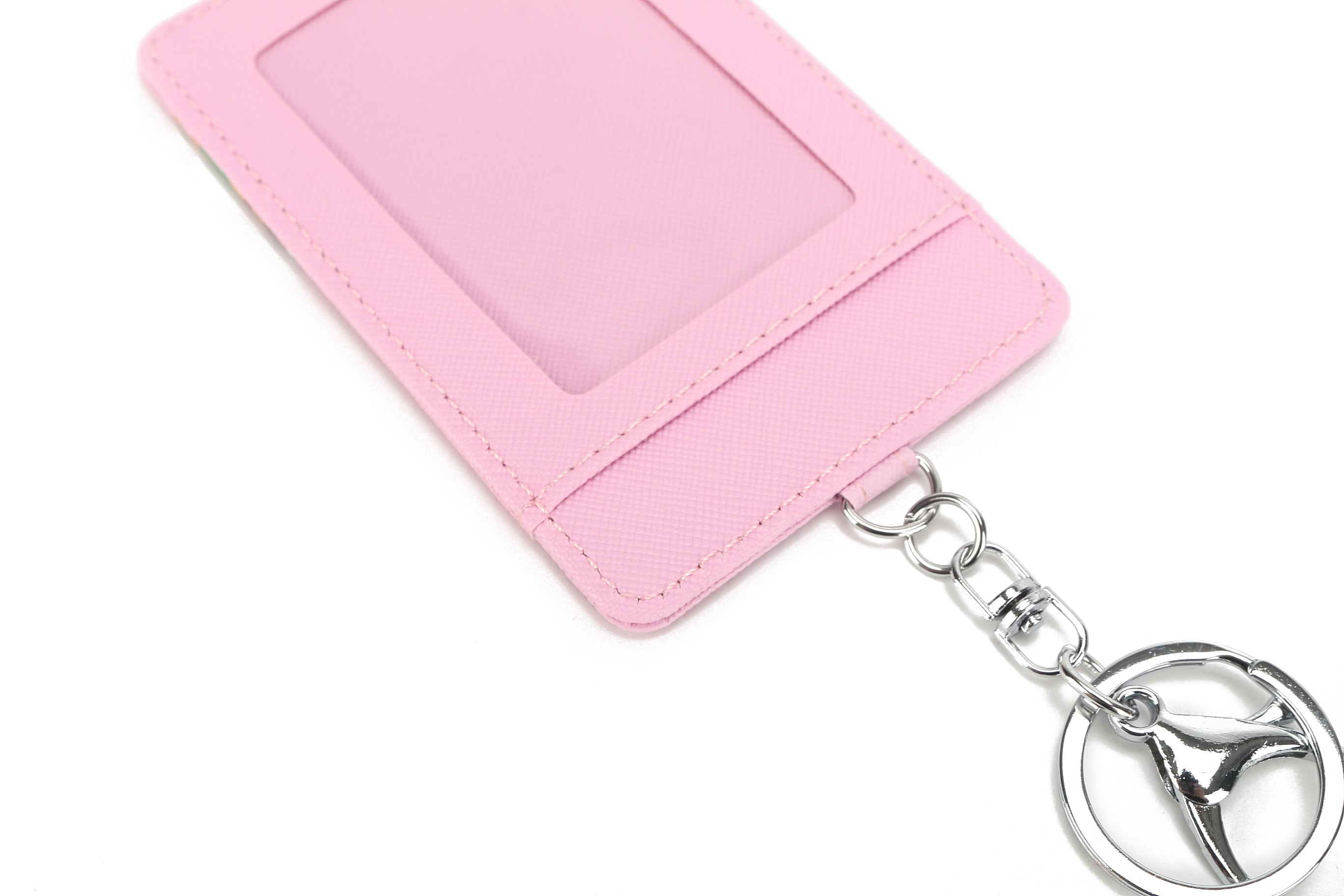 April Hula Girl Pink Leather Credit Card Holder - Slim RFID Blocking Wallet for Women - Perfect for Travel, Shopping & Everyday Use