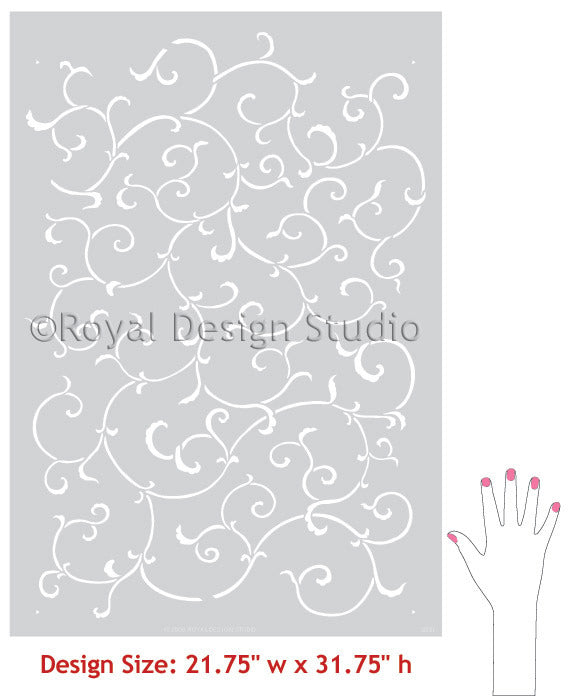 Oriental Vine Allover Wall Stencil - Floral Pattern Painting Template for DIY Home Decor, Wall Art, and Furniture Makeover - Perfect for Living Room, Bedroom, and Nursery Design