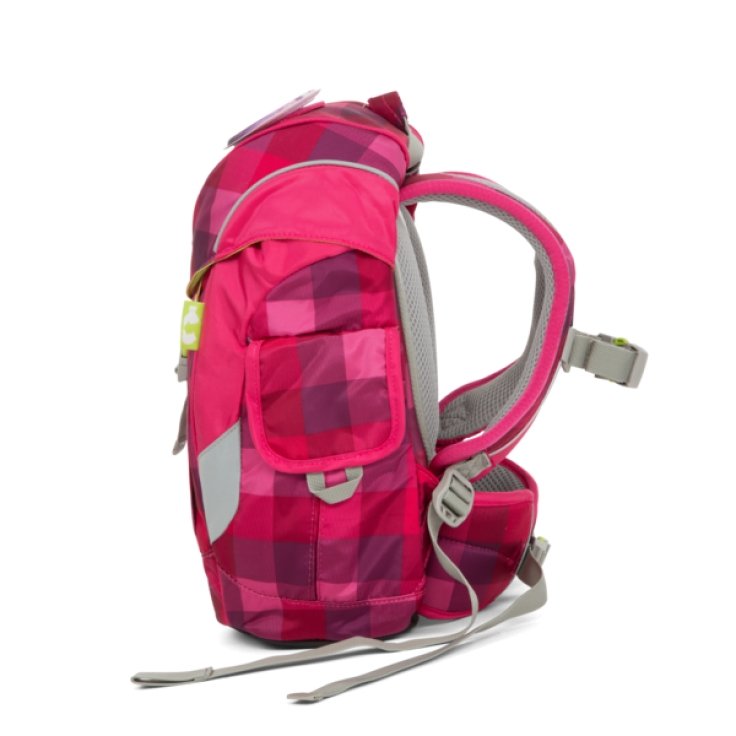 ergobag mini Backpack for Kids - Stylish Checkered Pink & Purple Design - Perfect for School, Travel & Daycare