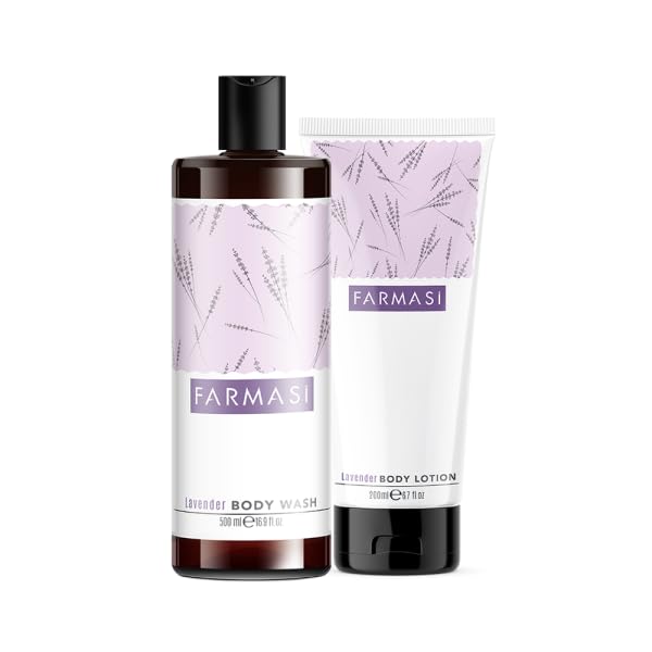 Farmasi Lavender Body Wash & Lotion Set - Hydrating & Soothing Body Care for Dry Skin, Gentle Daily Moisturizer with Relaxing Aroma, Perfect for Shower & Bath Essentials (Gift Set for Women)