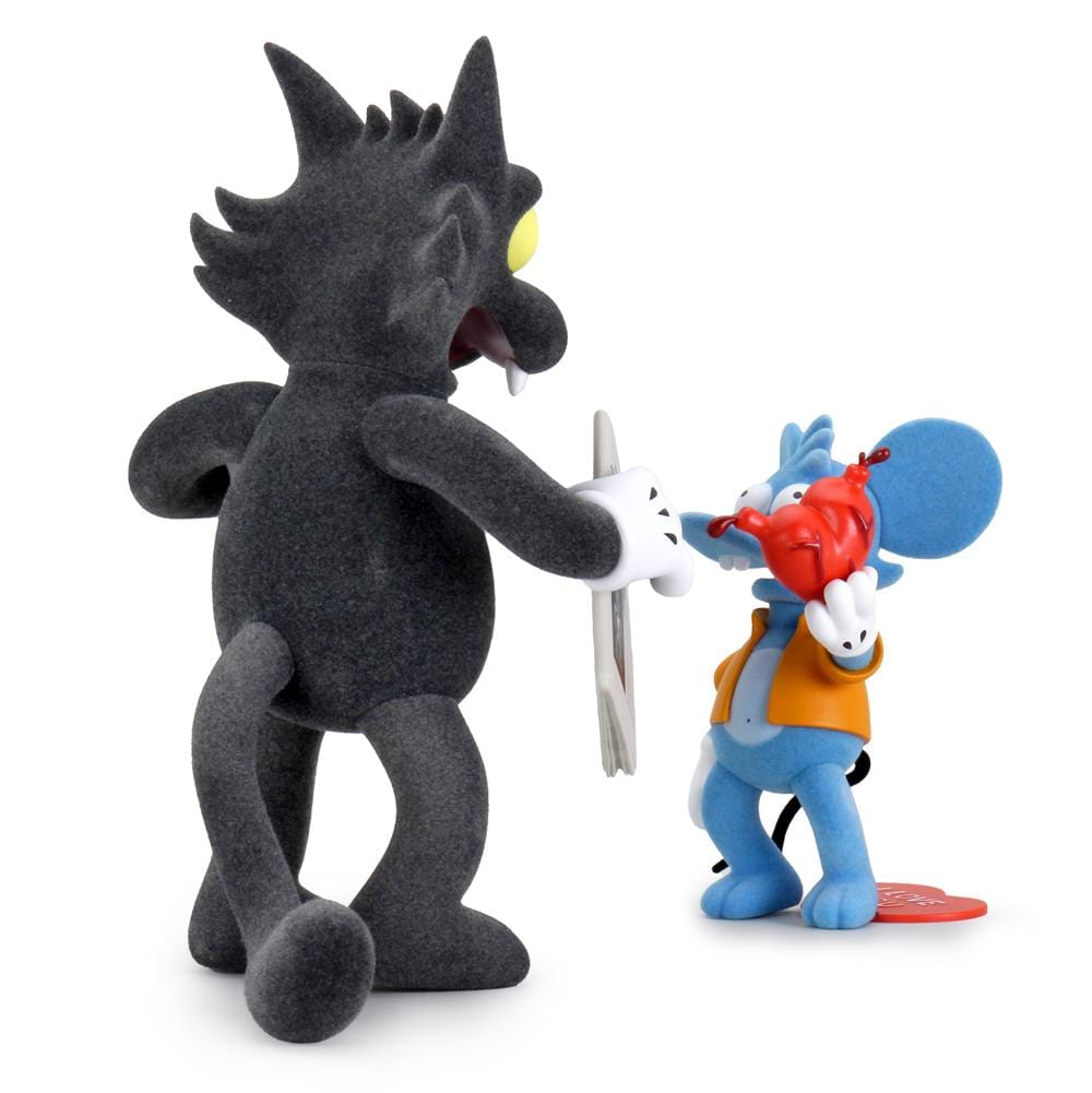 The Simpsons x Kidrobot Itchy & Scratchy Flocked Medium Figure Set - IamRetro Exclusive - Perfect for Collectors, Home Decor, and Pop Culture Enthusiasts