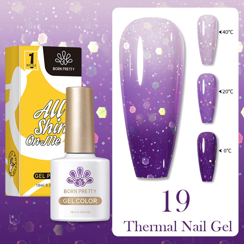 Purple Glitter Thermal Nail Gel Polish - 10ml Professional UV/LED Gel for Manicures & Pedicures - Perfect for Nail Salons, DIY Home Nail Art, Parties & Special Occasions