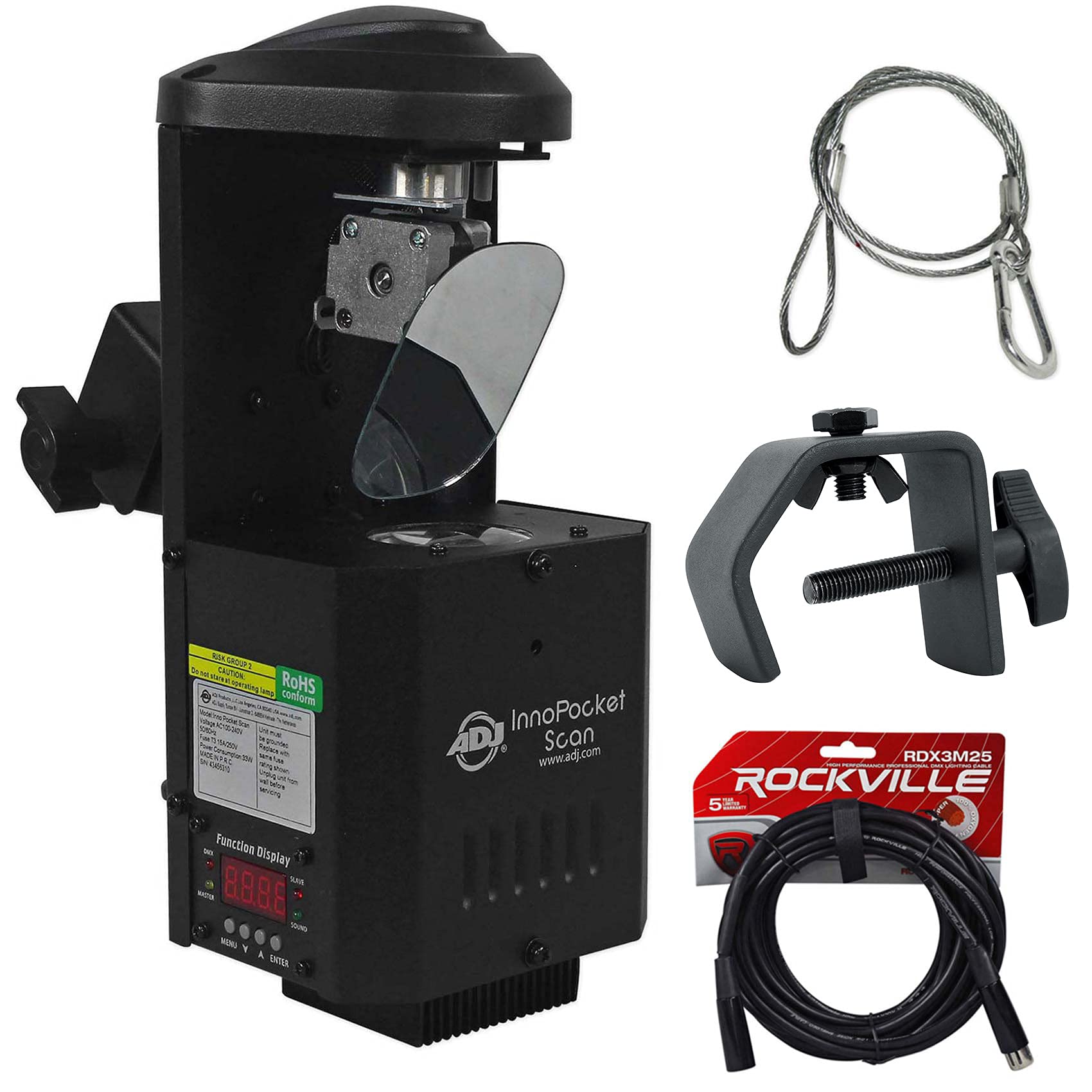 American DJ ADJ Inno Pocket Scan Scanner Light with Sound Activation & DMX Cable - Compact DJ Lighting for Clubs, Parties, and Stage Performances