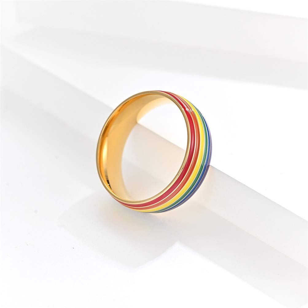 Rainbow Gay Pride Ring for Men & Women - Stainless Steel LGBTQ Jewelry in Silver, Gold & Black - Perfect for Pride Parades, Weddings & Everyday Wear
