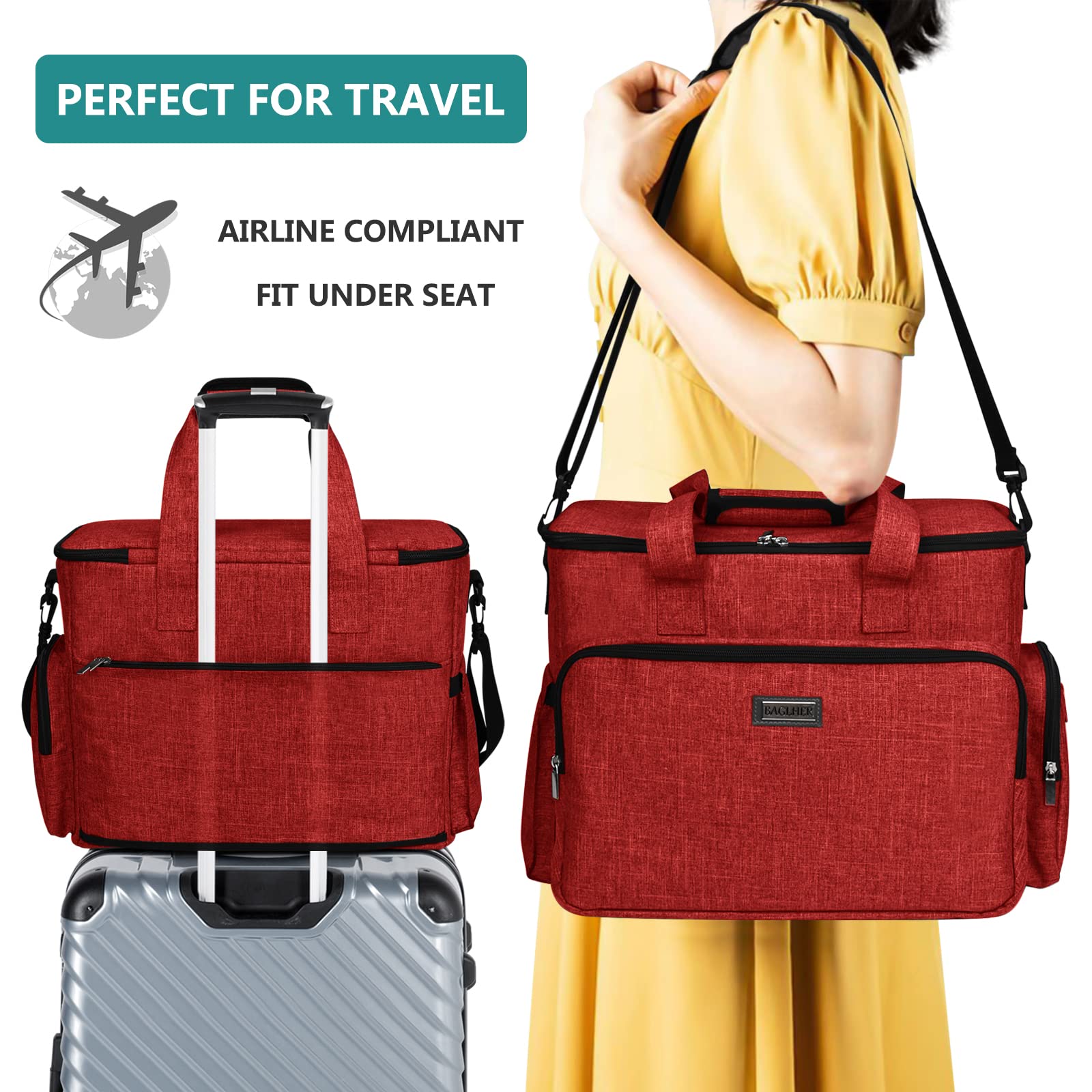 BAGLHER Dog Travel Bag - Waterproof Pet Carrier with 2 Food Containers & Collapsible Bowls | Essential Travel Accessories for Dogs & Cats | Perfect for Road Trips, Camping & Airplane Travel