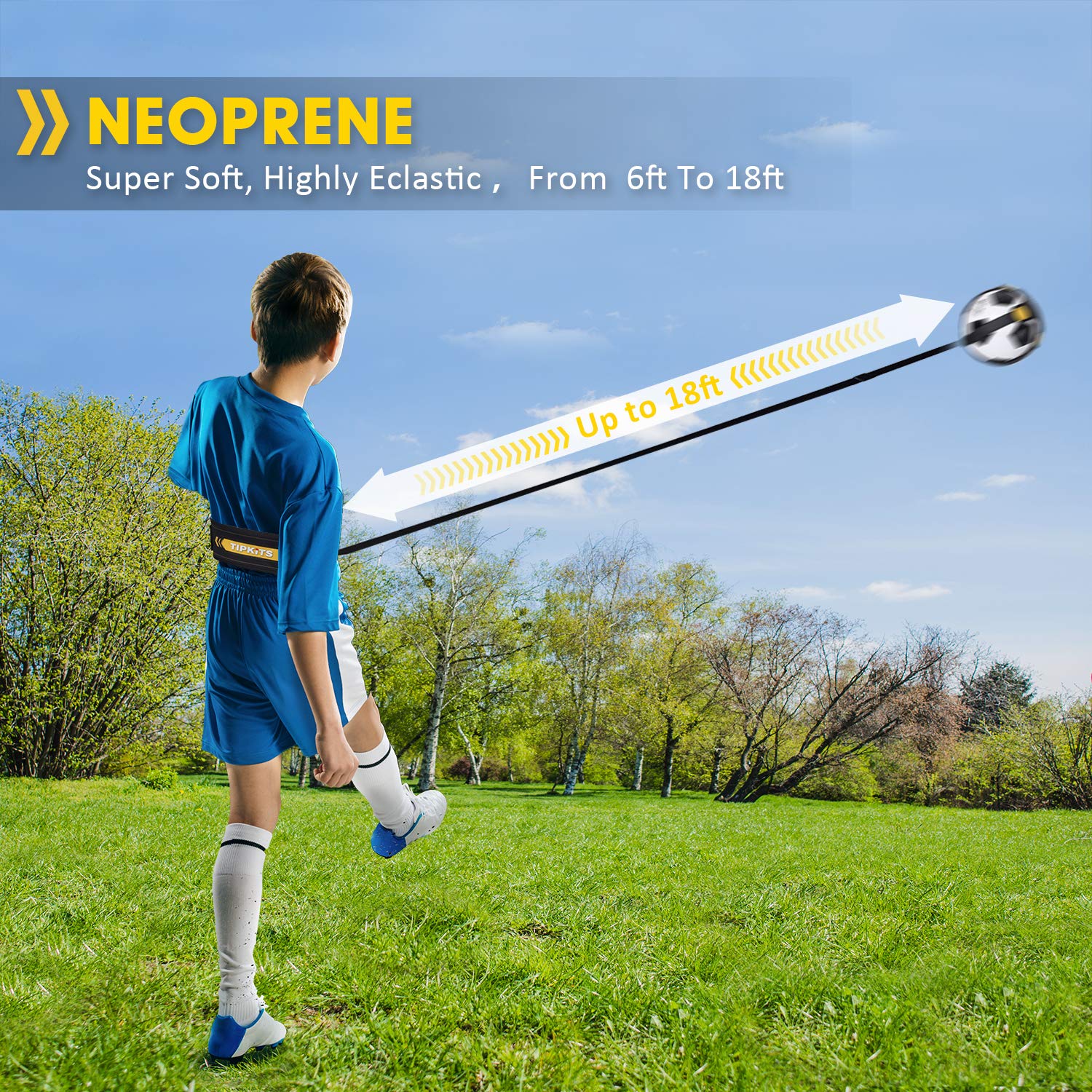 Best Soccer Training Equipment for Kids & Adults - Upgraded Solo Soccer Trainer Belt with Leather Fixation - Perfect for Solo Practice, Drills & Skill Development