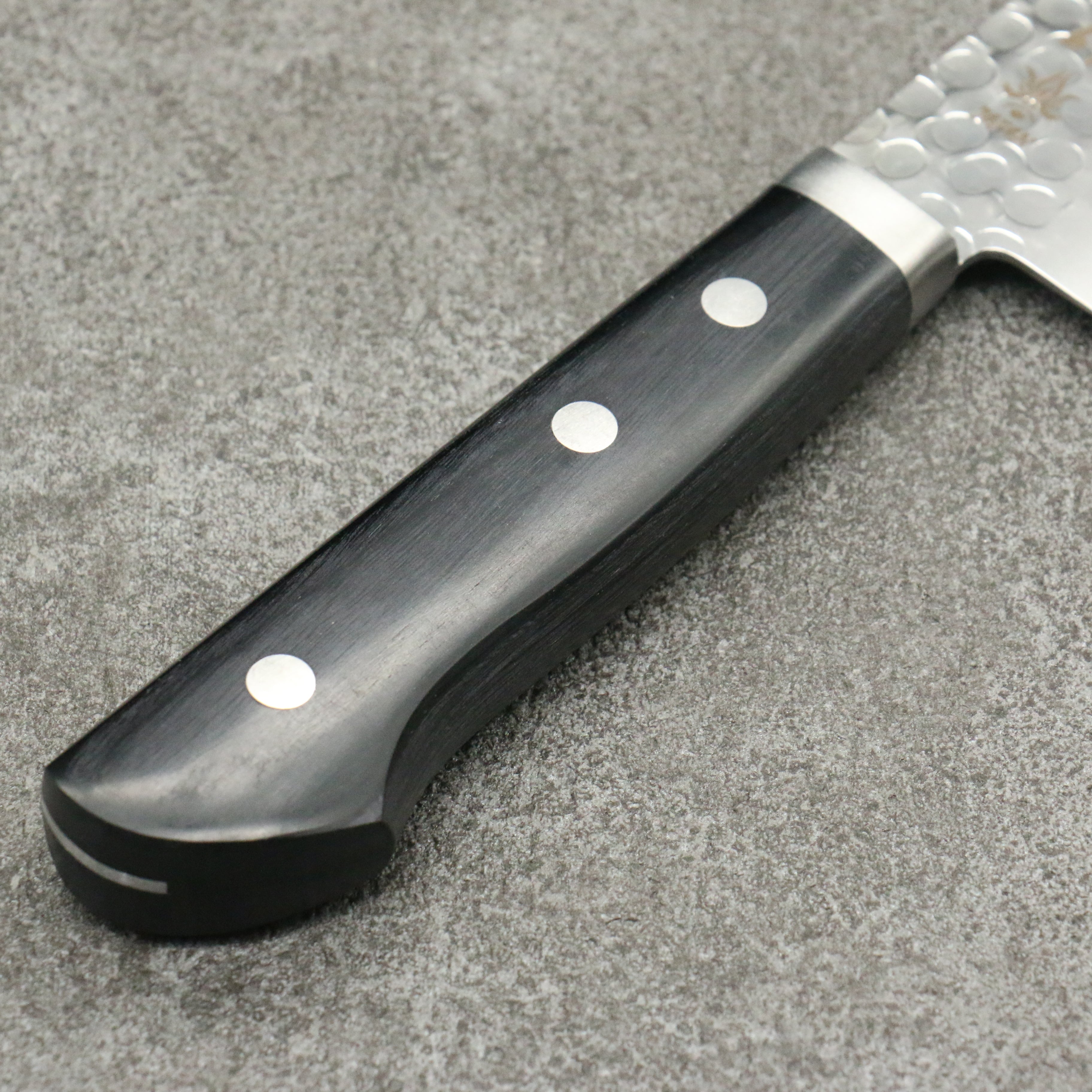 Kanetsune VG1 Hammered Nakiri Knife 165mm - Japanese Vegetable Cleaver with Black Pakkawood Handle - Perfect for Chopping Vegetables, Herbs & Sushi Prep