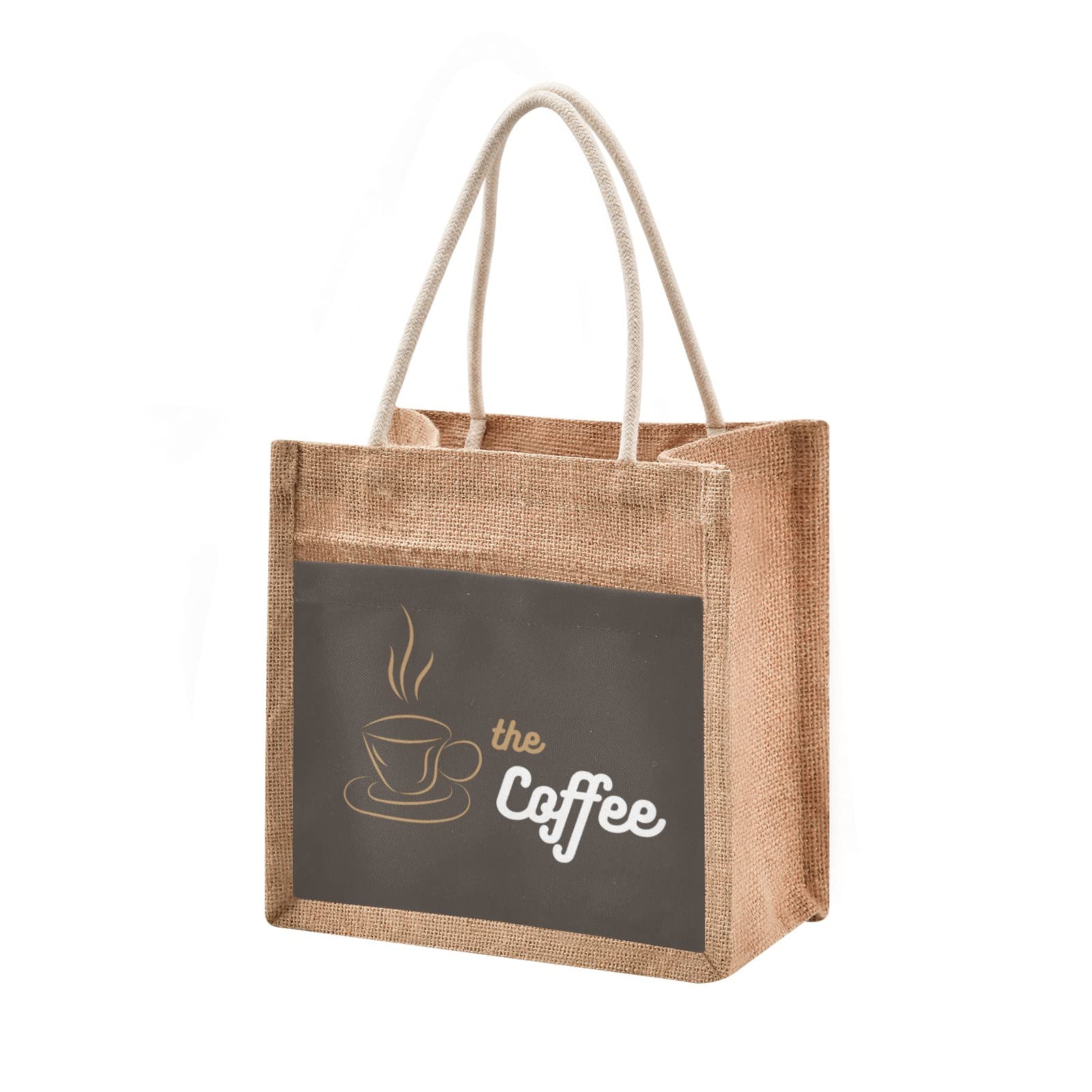 Linqin Coffee Jute Tote Bag - Waterproof Burlap Straw Grocery Shopping Bag with Sturdy Handles | Perfect for Beach, Travel, Farmers Market & Eco-Friendly Shopping