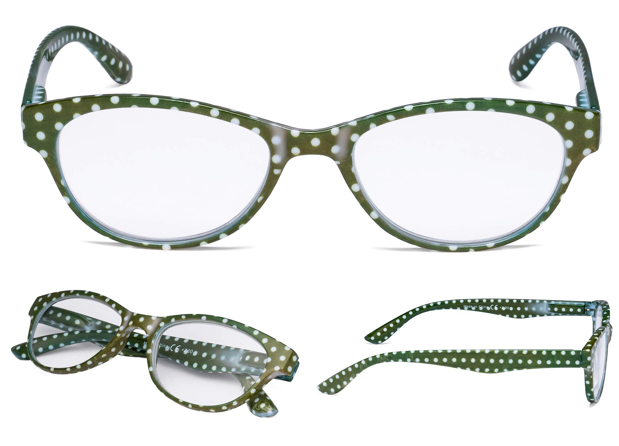 Stylish Polka Dot Cat-Eye Reading Glasses for Women - 4 Pack Fashionable Readers with Lightweight Frame - Perfect for Reading, Working, and Everyday Use