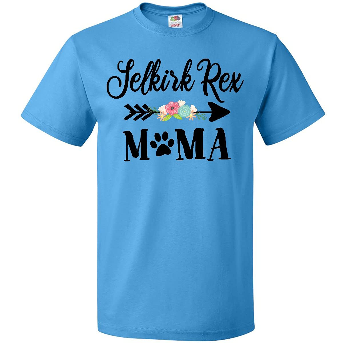 Inktastic Selkirk Rex Mama with Flowers and Arrow Graphic T-Shirt - Cute Cat Lover Tee for Women, Casual Wear & Gifts for Cat Moms