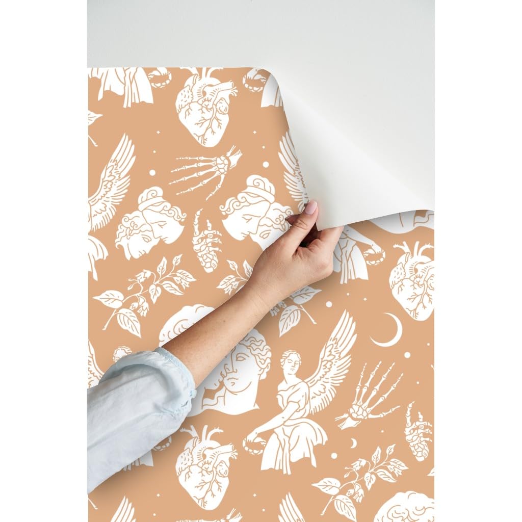 Peel & Stick Removable Wallpaper Swatch - Anatomy Love Elegant Romantic Greek Valentine's Day Custom Wallpaper by Spoonflower | Perfect for Bedroom, Nursery, Home Office & DIY Decor