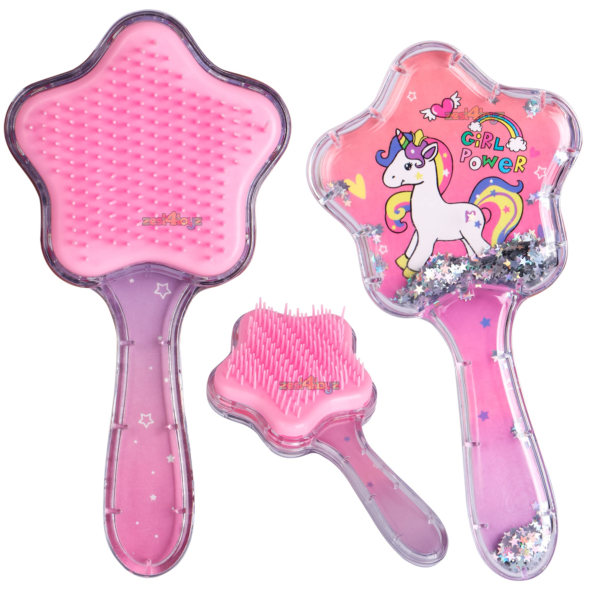 Zest 4 Toyz Kids Hair Brush - Stylish Detangling Comb for Girls & Boys, Gentle Knot Remover for Curly & Straight Hair - Multicolor (Pack of 1) - Perfect for Daily Hair Care, Travel & School