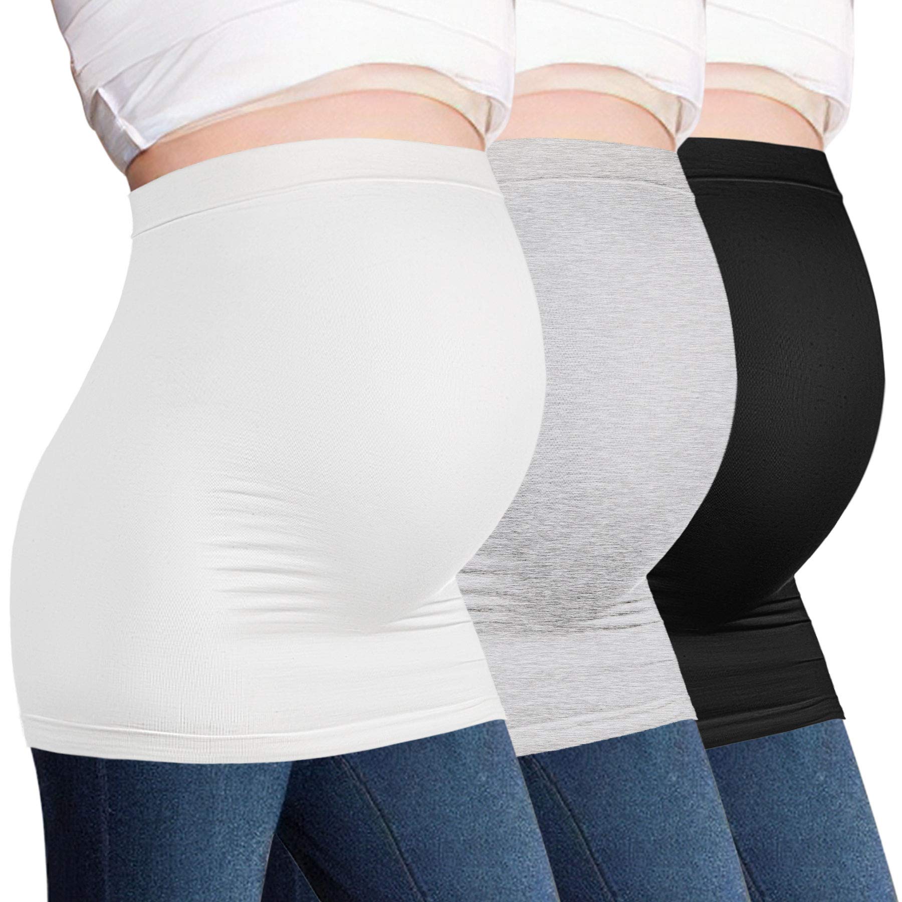 Bamboo Maternity Belly Band for Pregnancy - Soft & Supportive Bump Hugging Waistband with Pants Extenders & Postpartum Shirt Extenders - Perfect for Work, Yoga & Everyday Comfort During Pregnancy